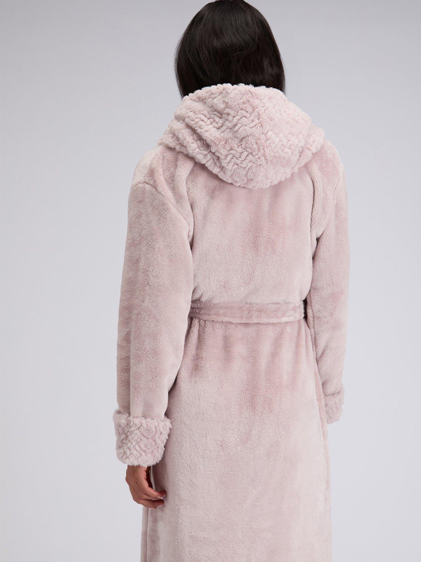  image of boux-avenue-fur-heart-long-dressing-gown-brown