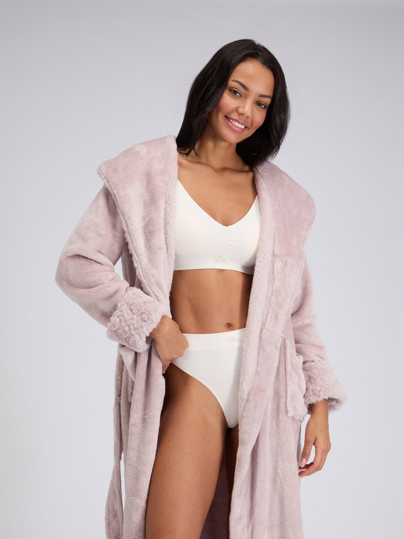 image of boux-avenue-fur-heart-long-dressing-gown-brown