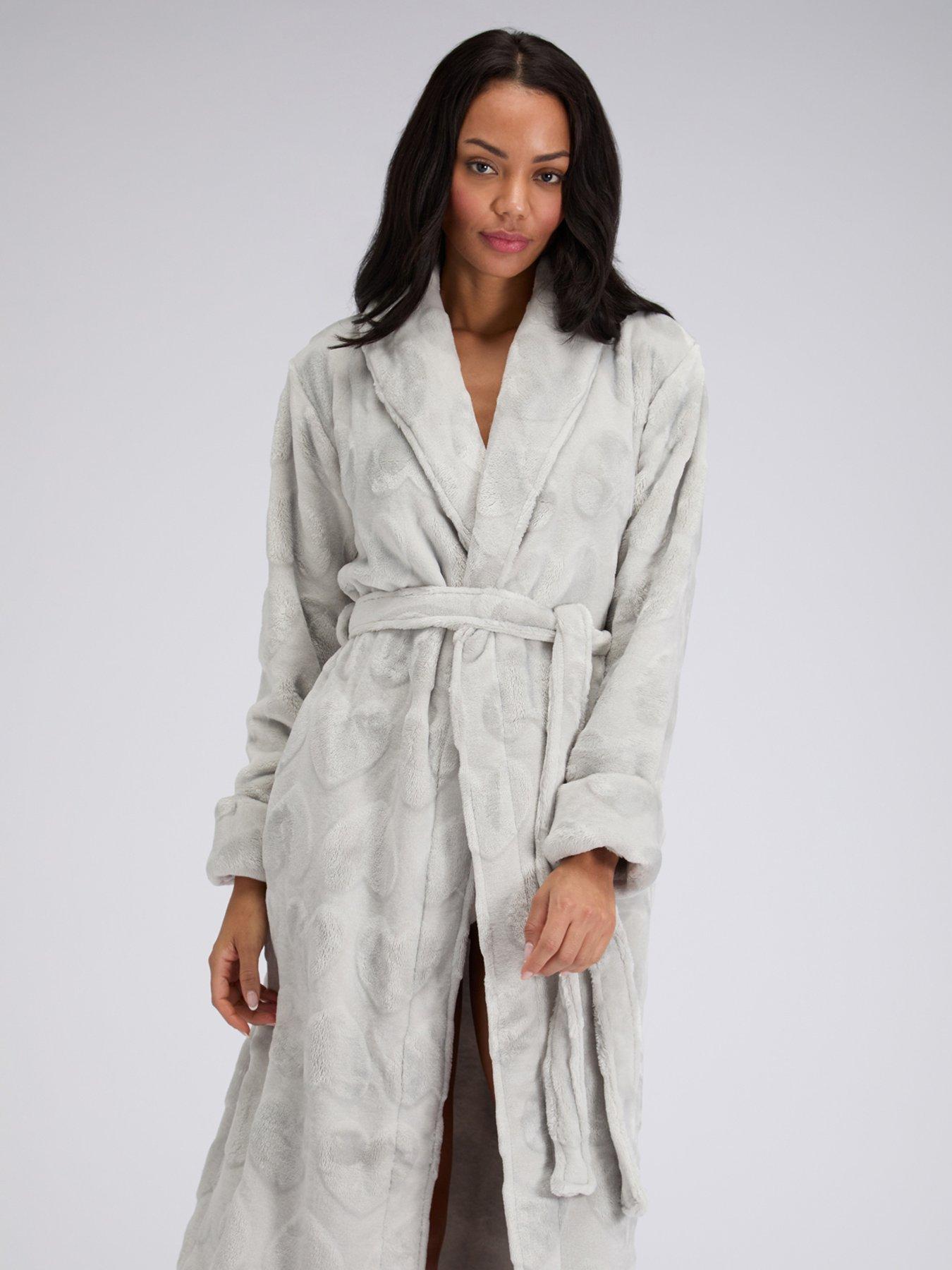 Image 1 of 6 of Boux Avenue Heart Long Dressing Gown - Grey