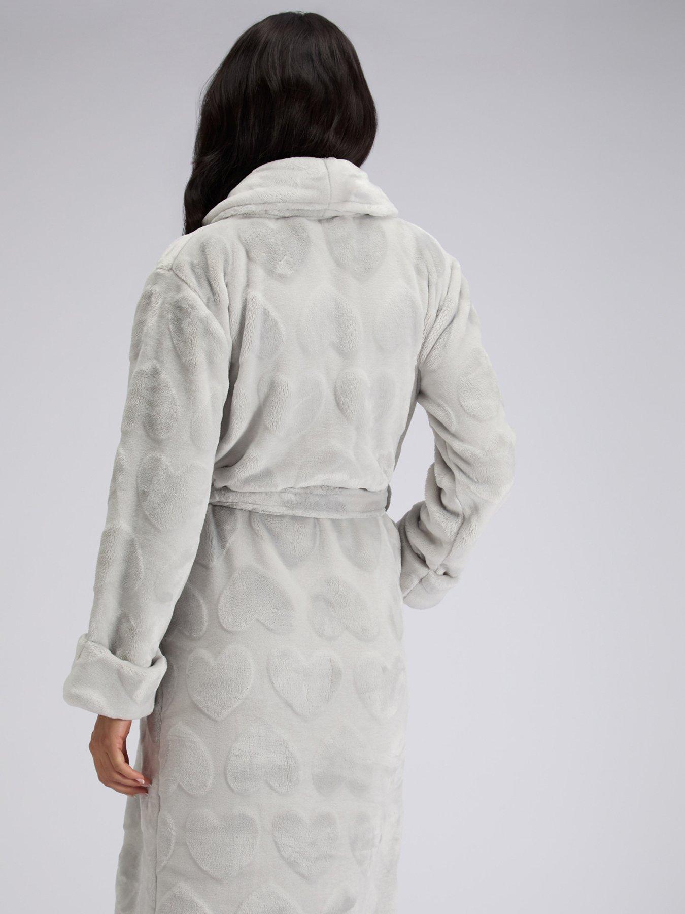 Image 2 of 6 of Boux Avenue Heart Long Dressing Gown - Grey