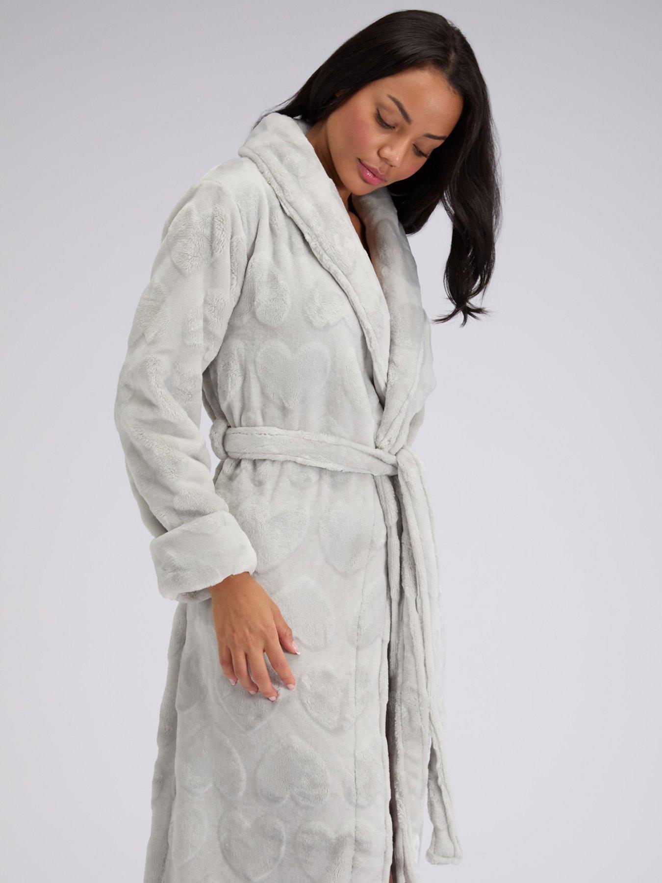 Image 4 of 6 of Boux Avenue Heart Long Dressing Gown - Grey