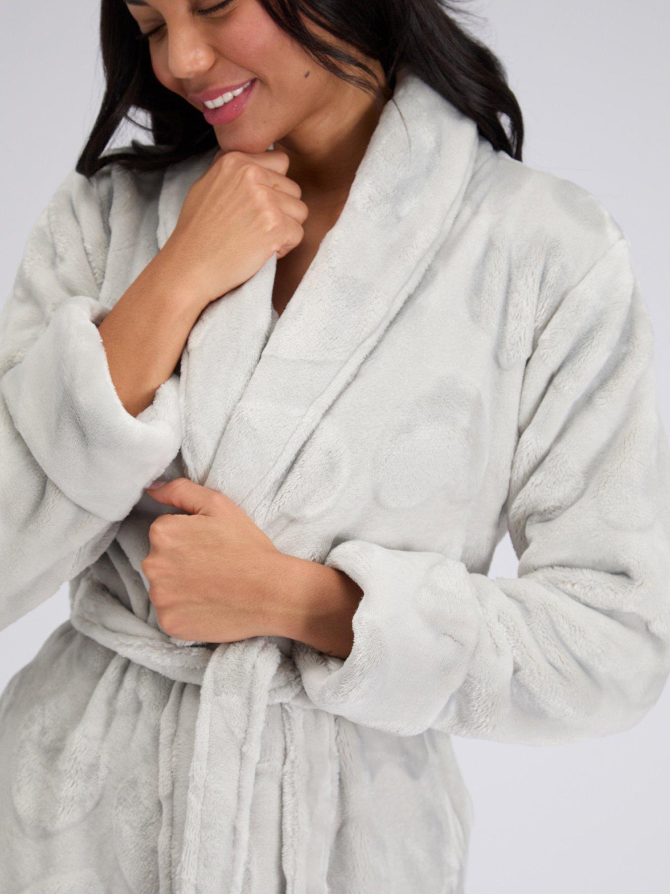 Image 6 of 6 of Boux Avenue Heart Long Dressing Gown - Grey