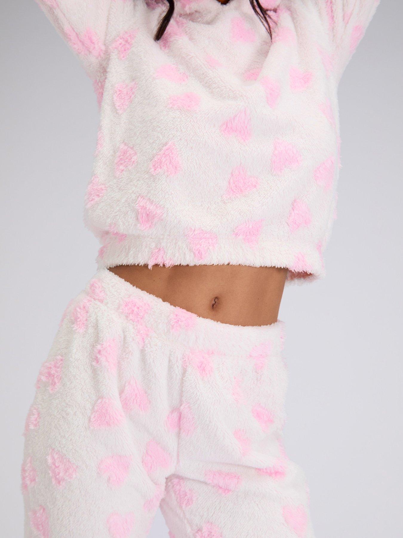  image of boux-avenue-fluffy-heart-lounge-set-white