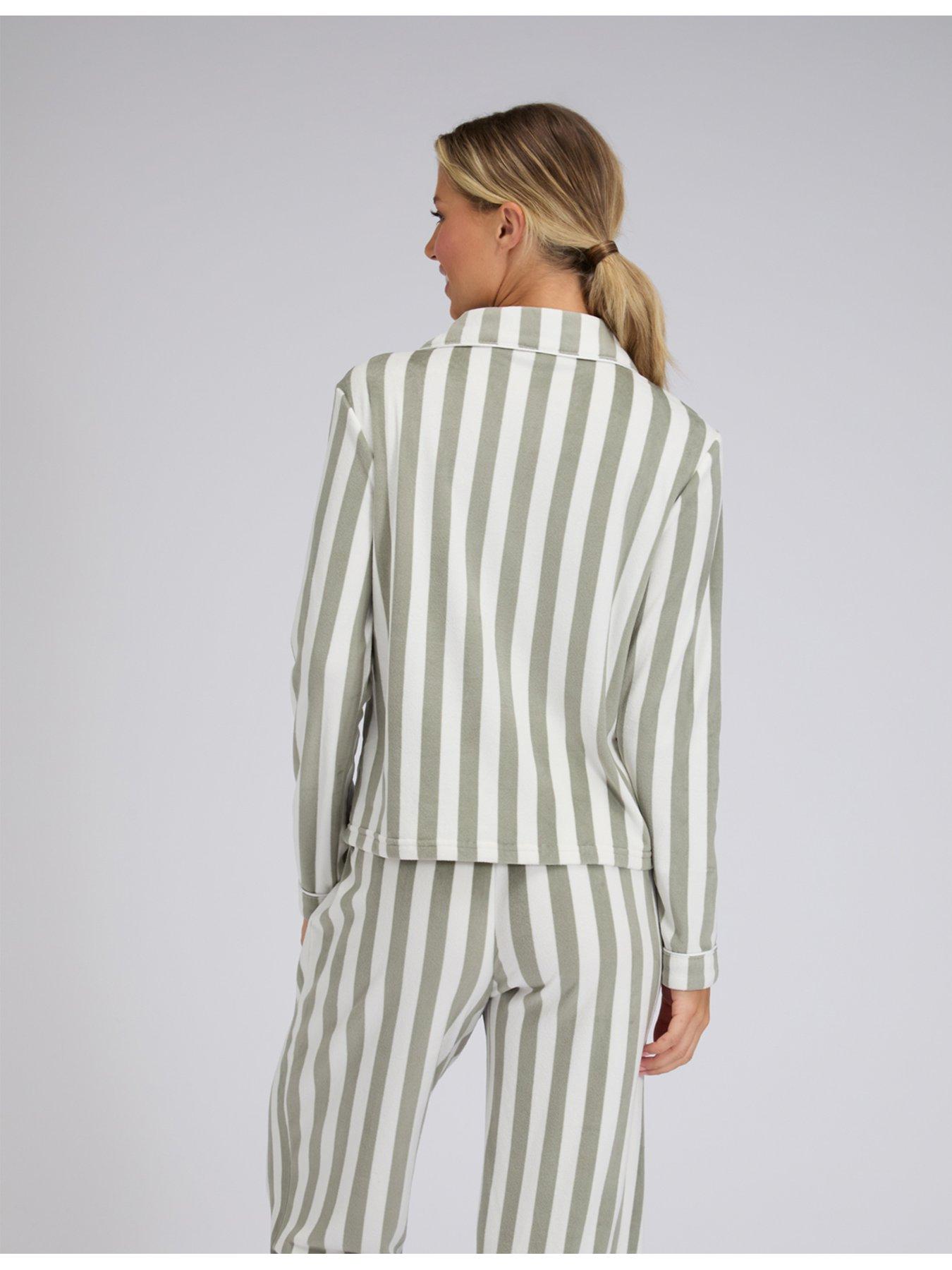  image of boux-avenue-stripe-velour-pyjama-set-green