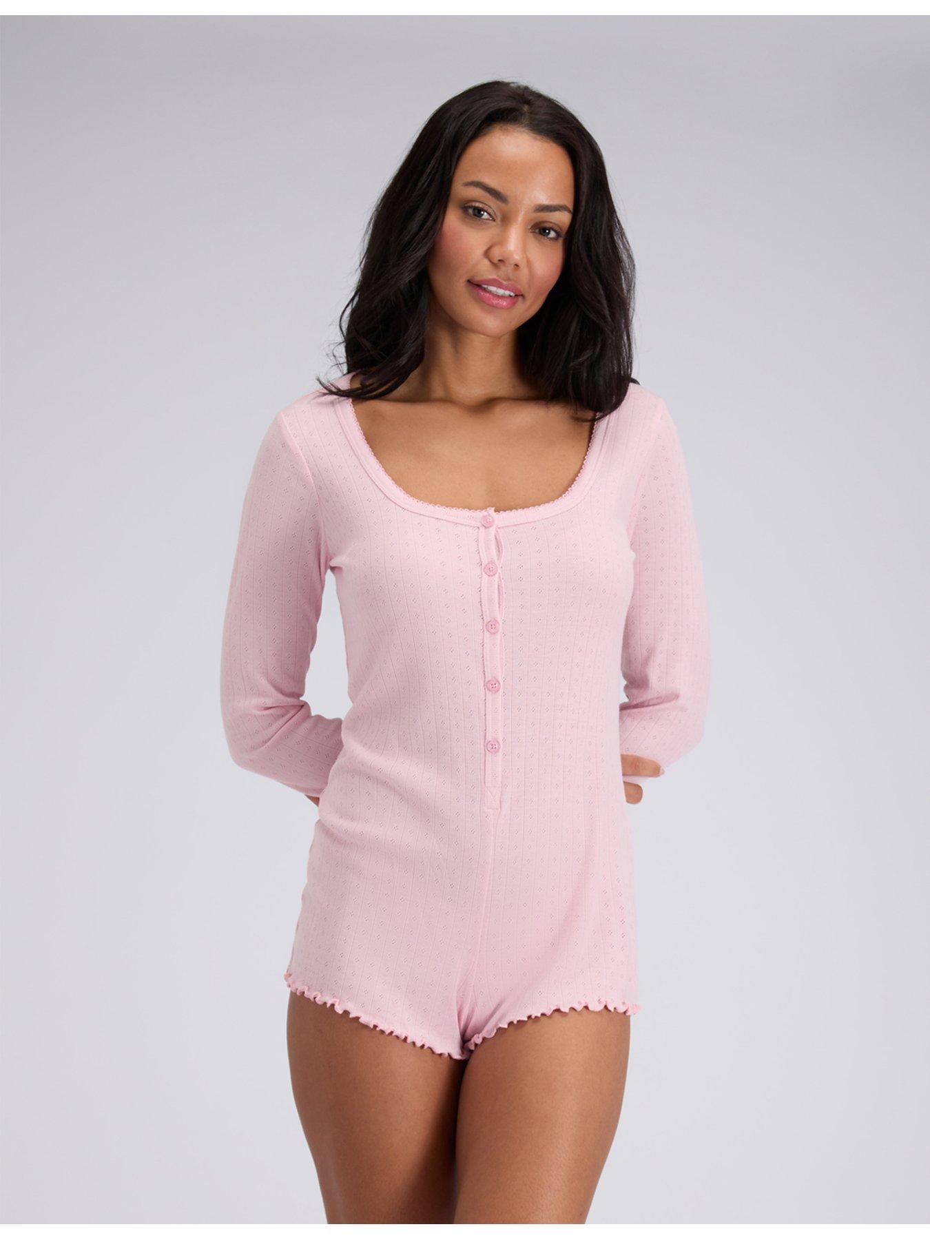  image of boux-avenue-pointelle-playsuit-dusky-pink