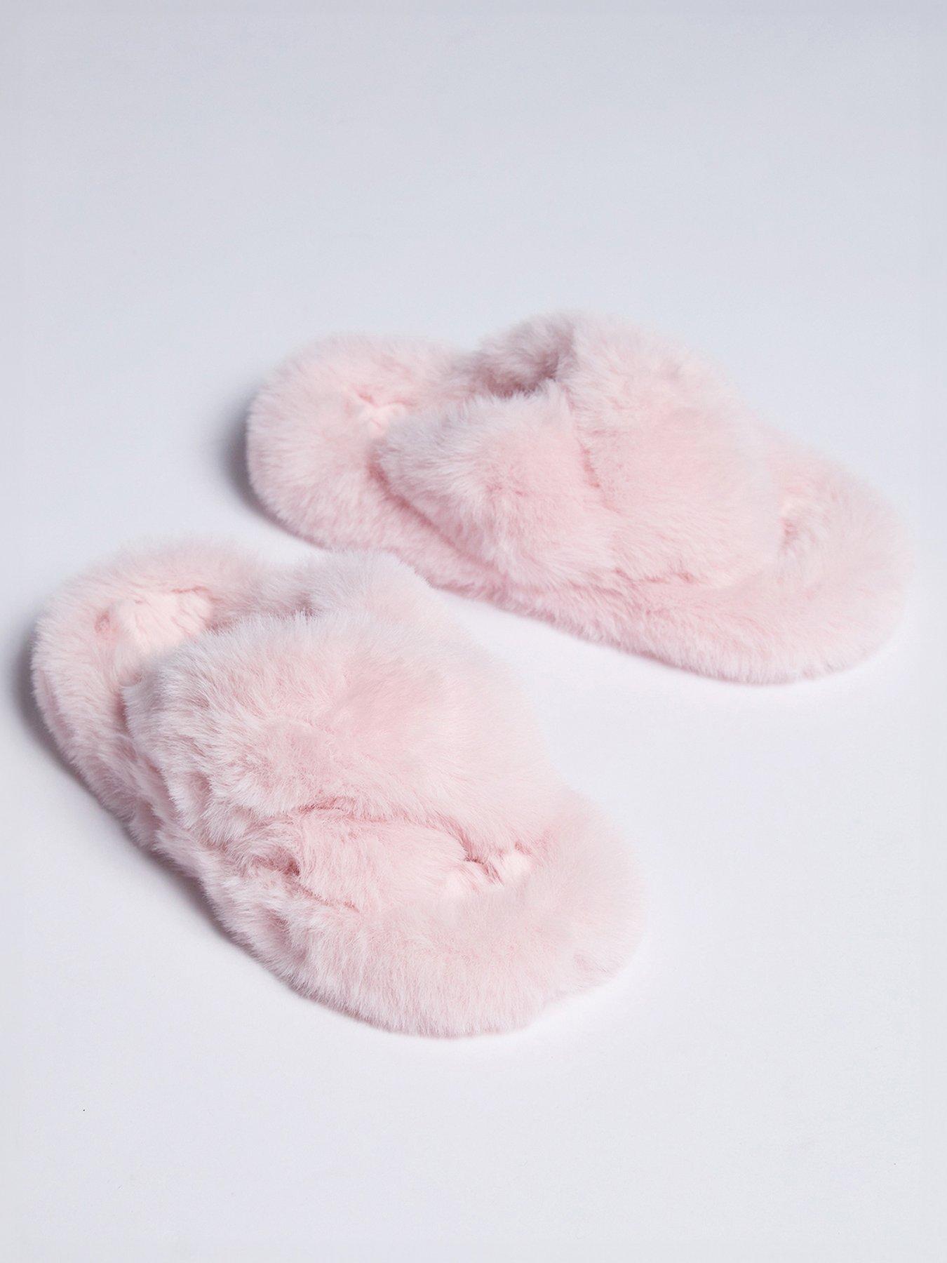 Image 1 of 5 of Boux Avenue Ridge Sole Cross Band Slipper - Powder Pink