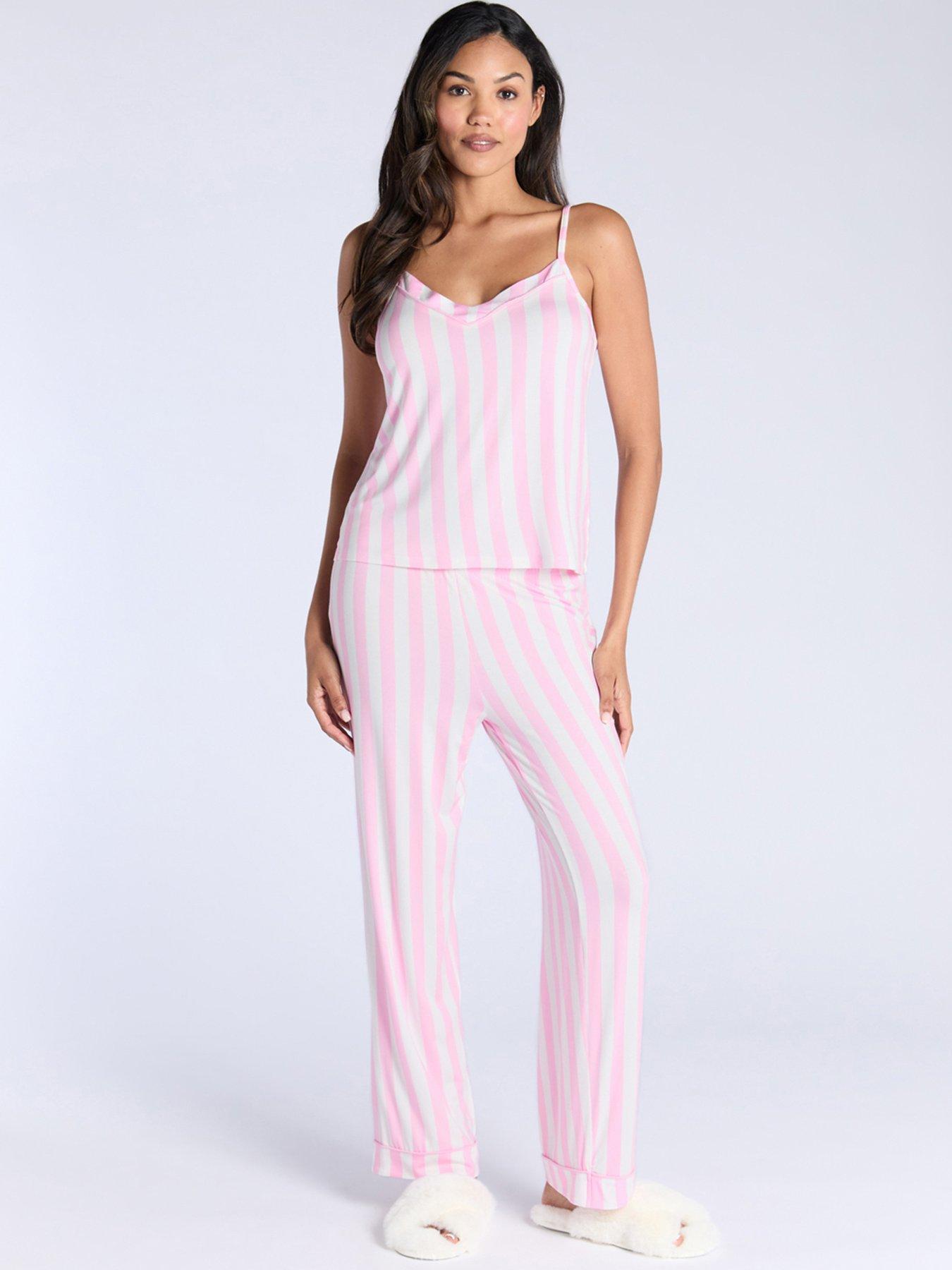 undefined Rib Frill Cami  &  Pant Set - Pink