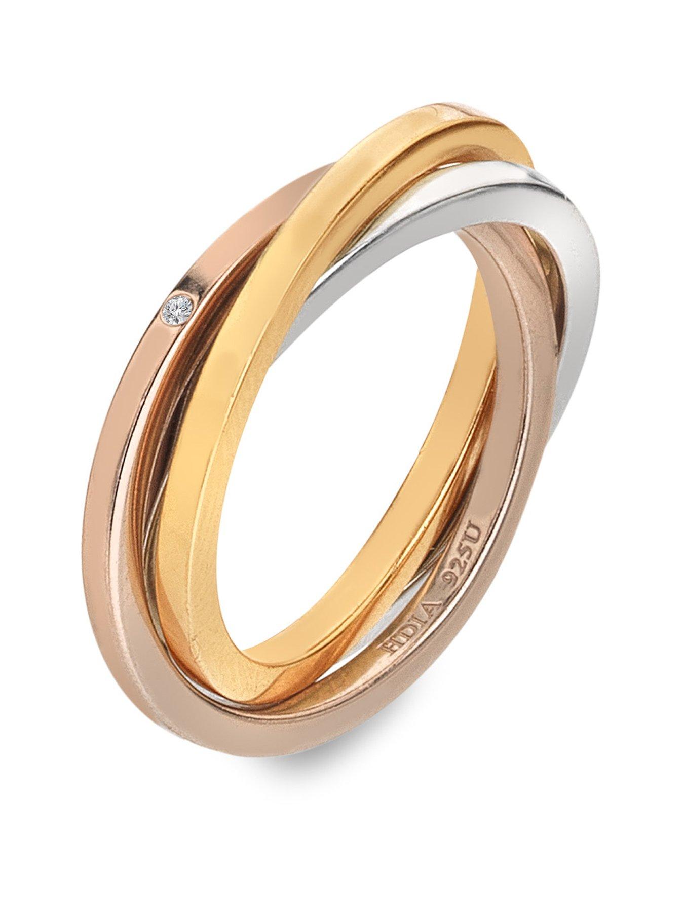 Image 1 of 3 of Hot Diamonds Trio Ring - Tri-Colour - Multi