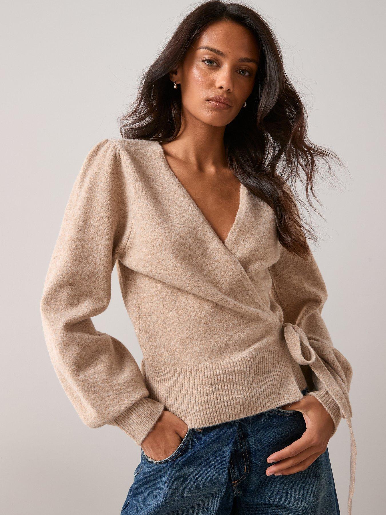 The Very Collection Knitted Wrap Cardigan - Beige