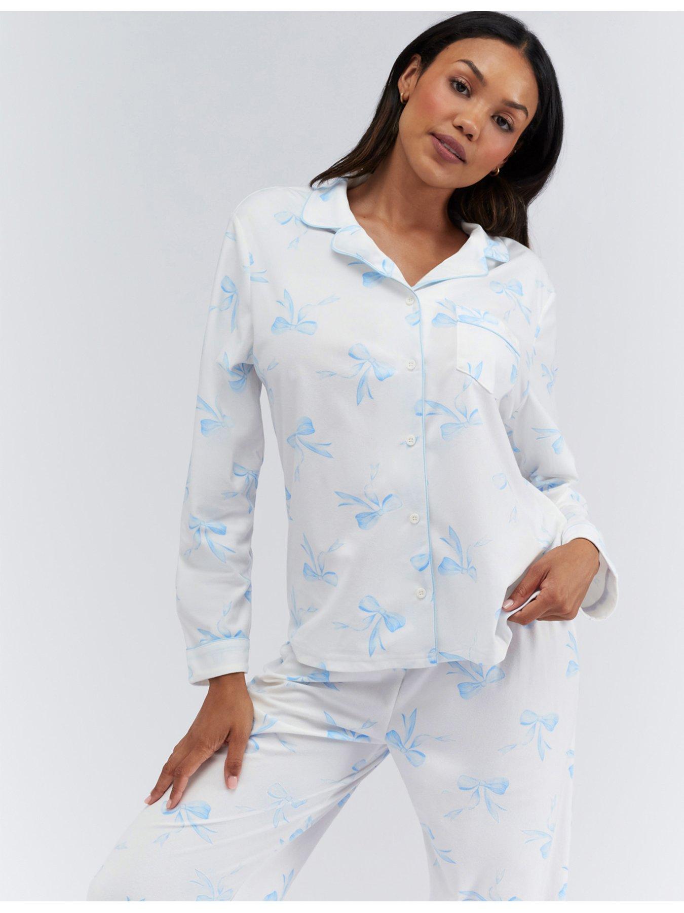 undefined Bow Print Pj In A Bag - White