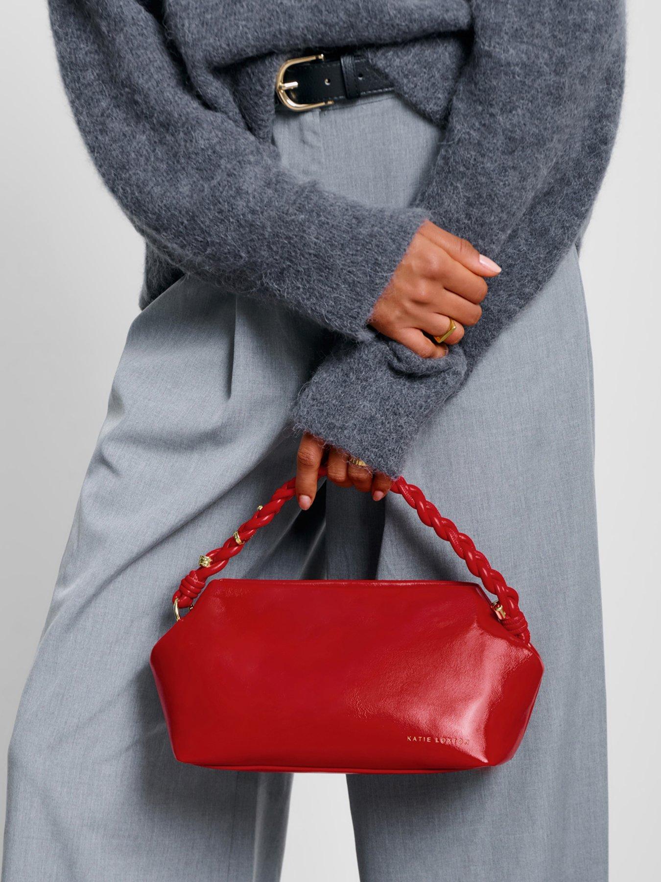 undefined Arden Braided Top Handle Bag  -  Red