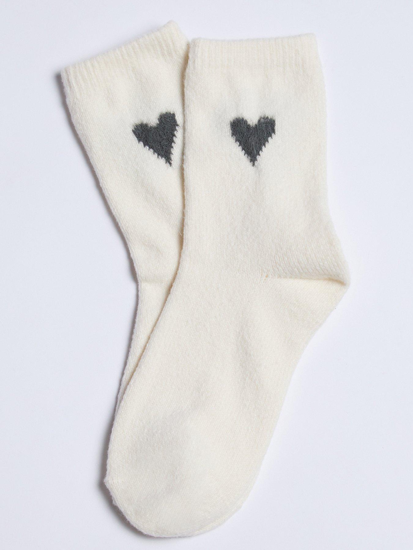 Image 3 of 3 of Boux Avenue Charcoal Heart Cosy Sock - Ivory Mix
