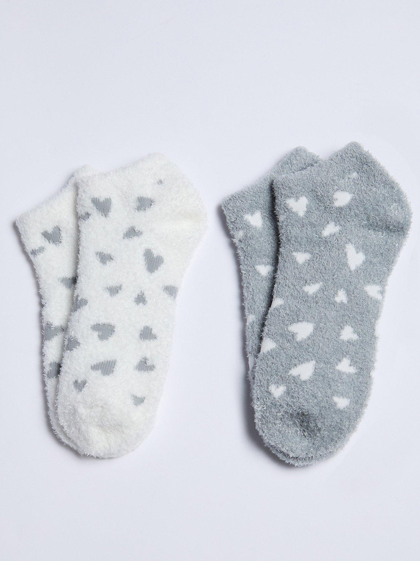 undefined Heart Pack of 2 Cosy Trainer Socks - Grey Mix