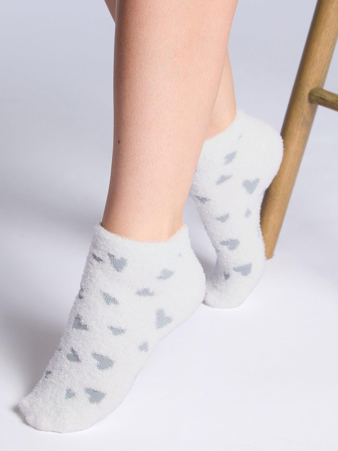 Image 3 of 4 of Boux Avenue Heart Pack of 2 Cosy Trainer Socks - Grey Mix