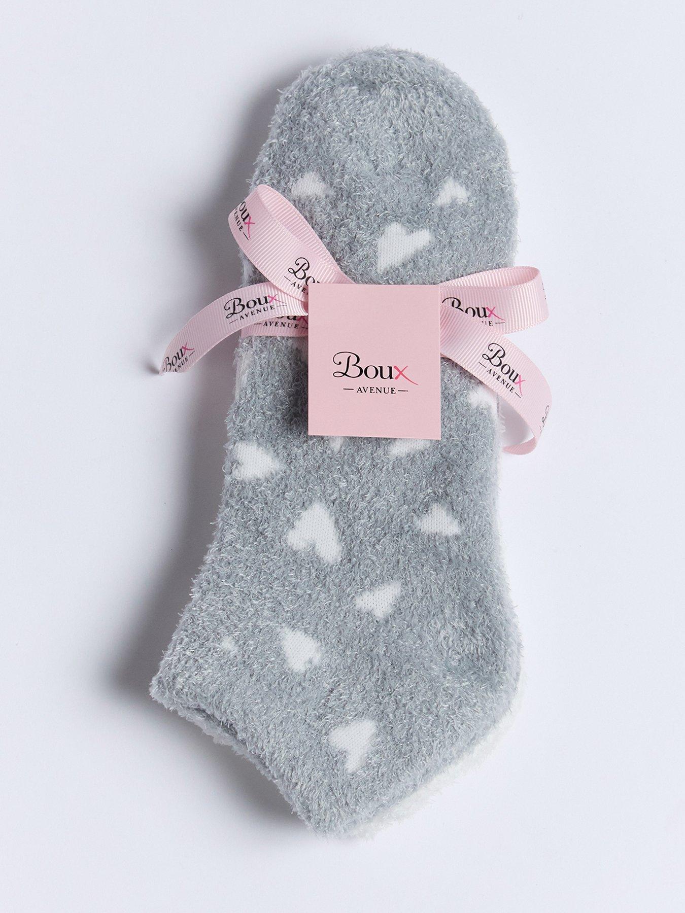 Image 4 of 4 of Boux Avenue Heart Pack of 2 Cosy Trainer Socks - Grey Mix