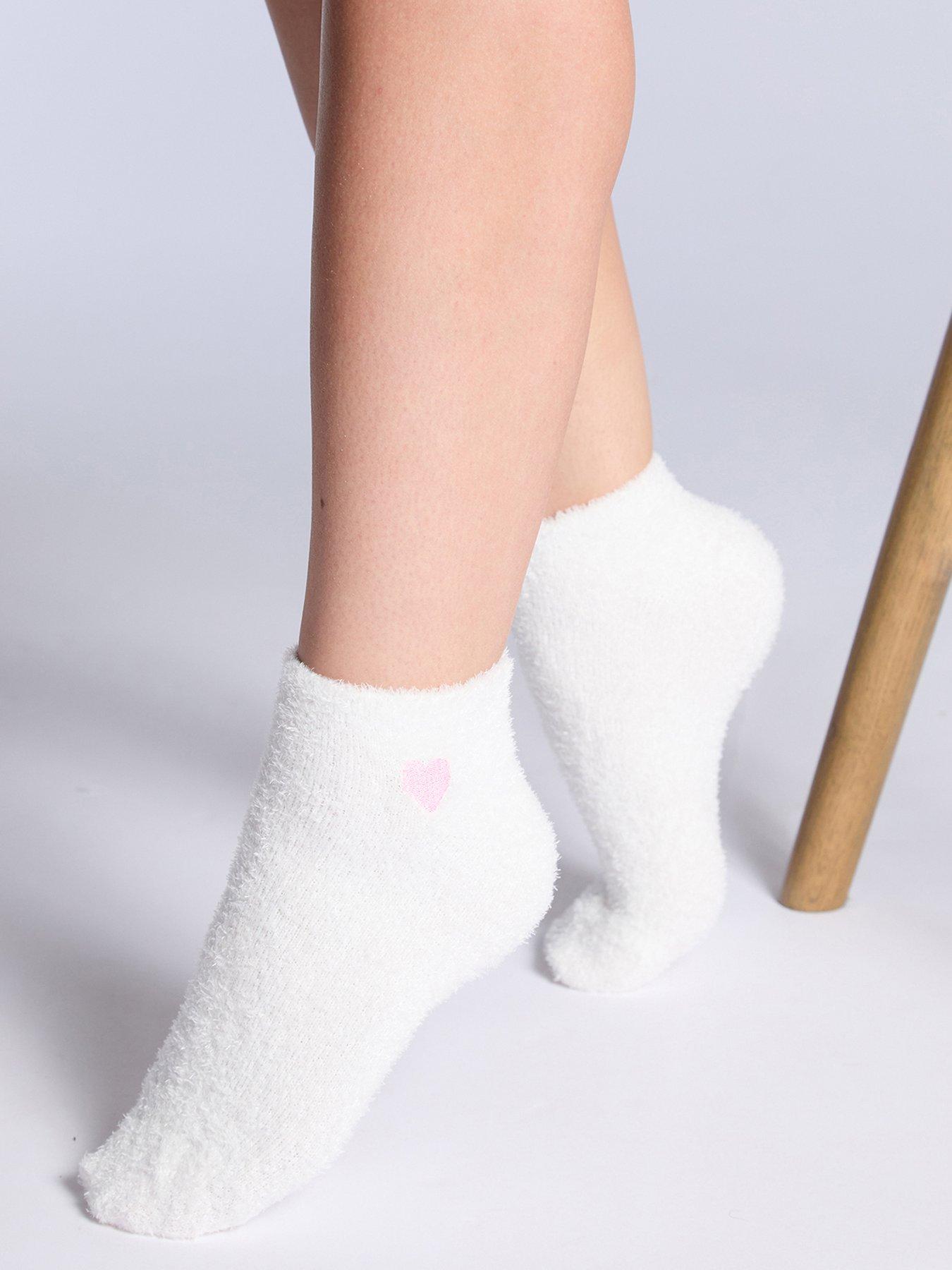 Image 2 of 5 of Boux Avenue Multi Heart Pack of 2 Cosy Trainer Socks - Pink Mix