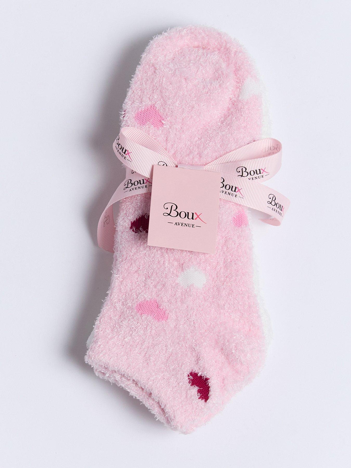 Image 3 of 5 of Boux Avenue Multi Heart Pack of 2 Cosy Trainer Socks - Pink Mix