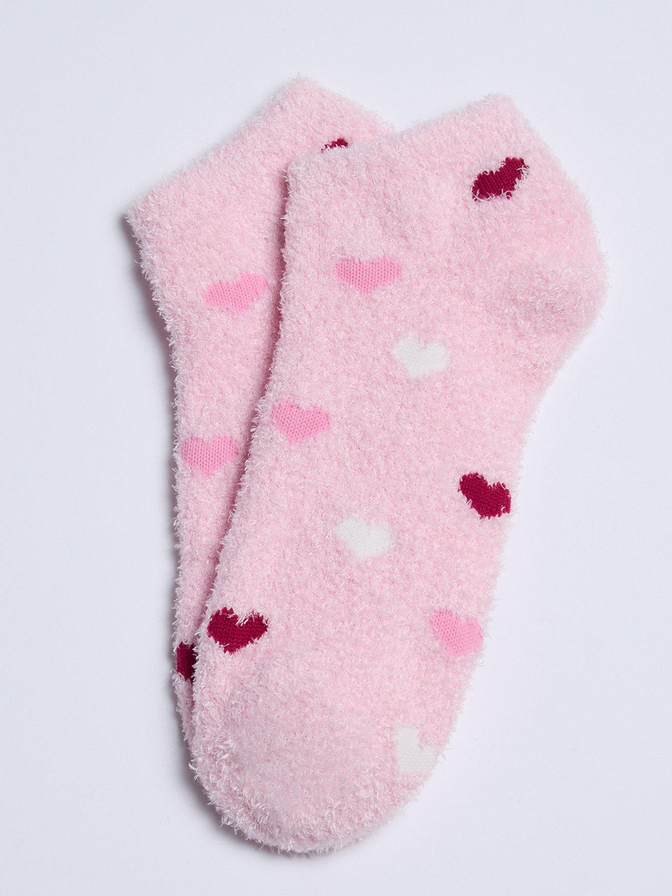Image 5 of 5 of Boux Avenue Multi Heart Pack of 2 Cosy Trainer Socks - Pink Mix