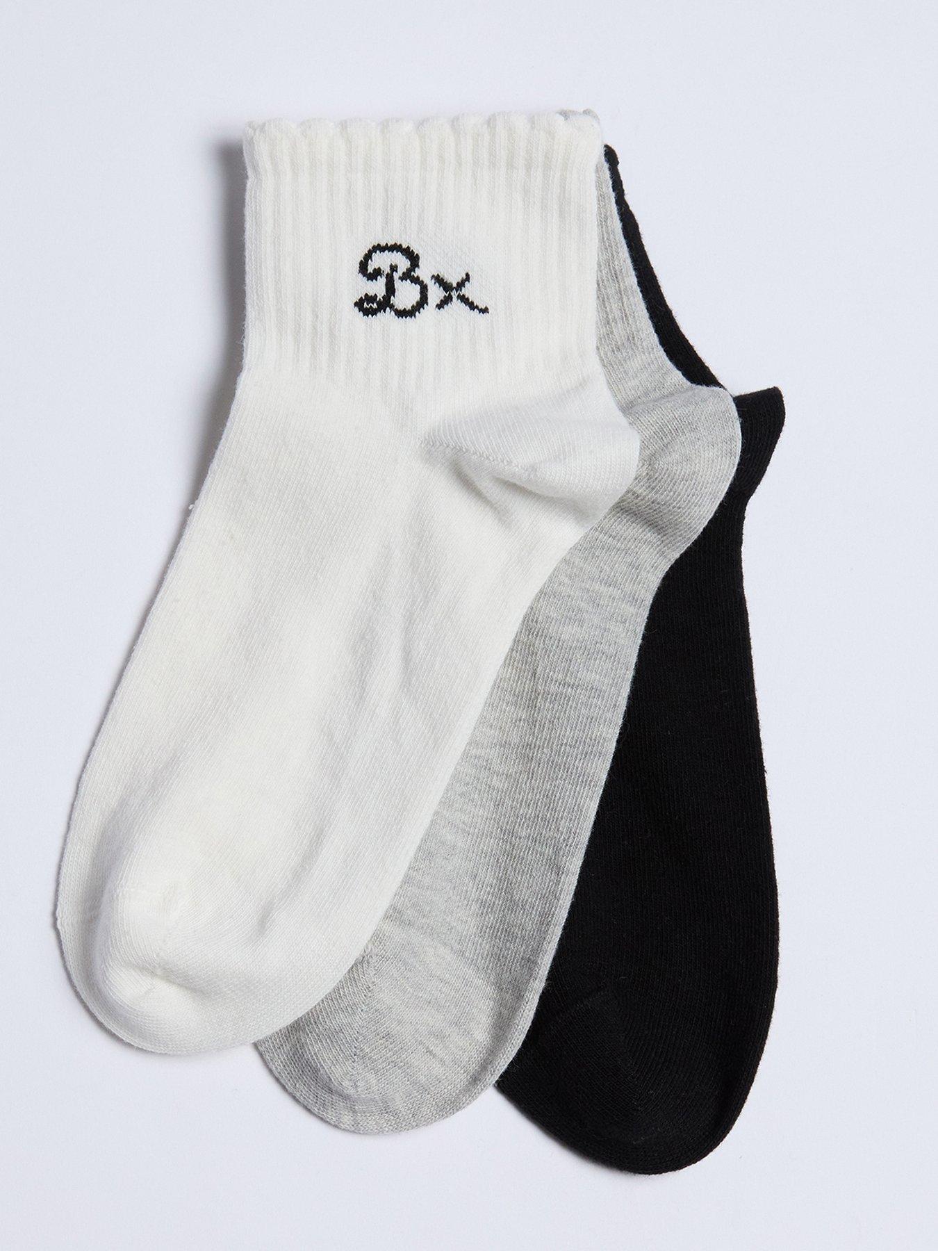  image of boux-avenue-pack-of-3-mid-ankle-socks-grey-mix
