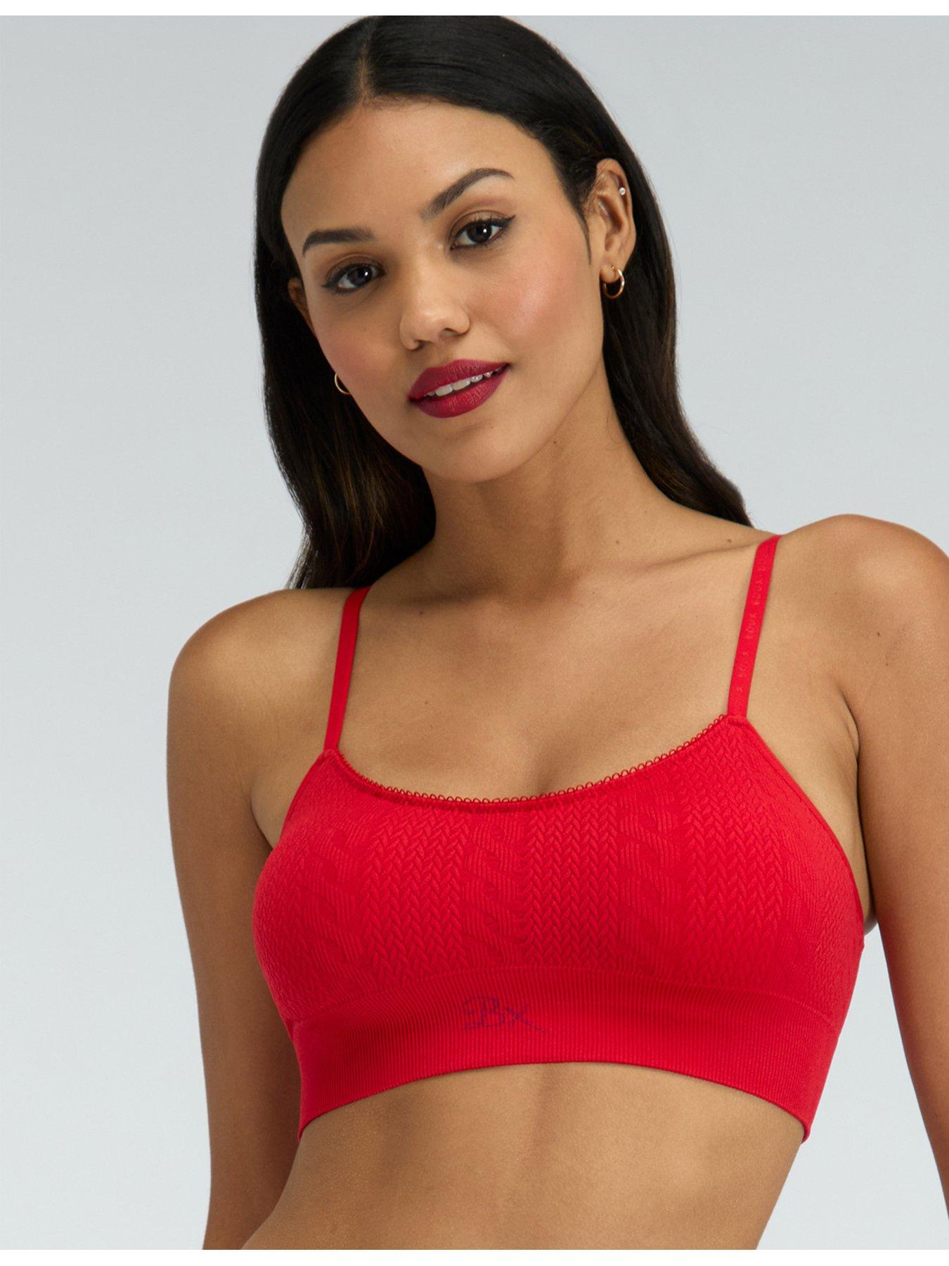  image of boux-avenue-cable-seamless-bralette-red
