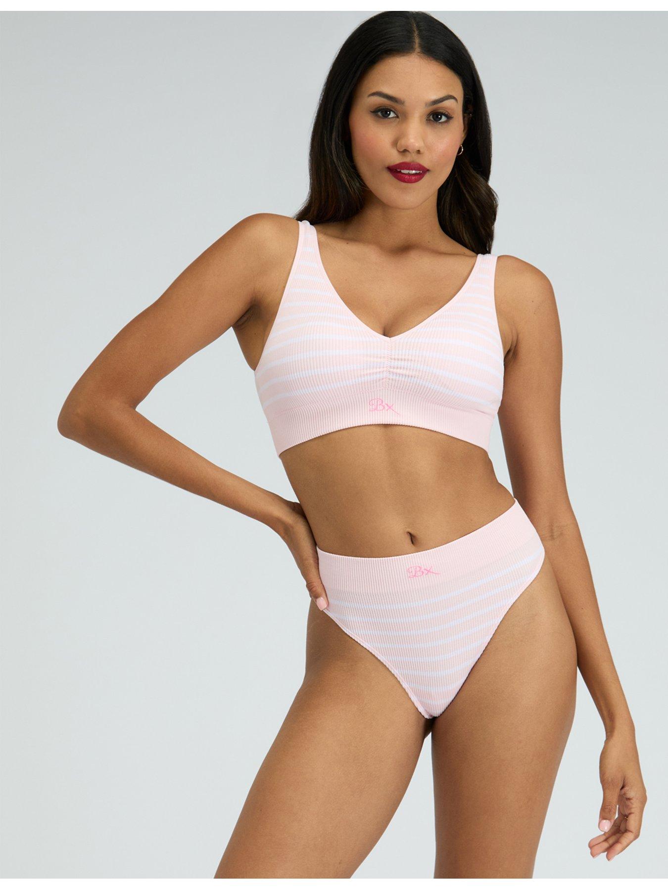 Image 3 of 5 of Boux Avenue Rib Sleamess Stripe Bralette - Pink Mix