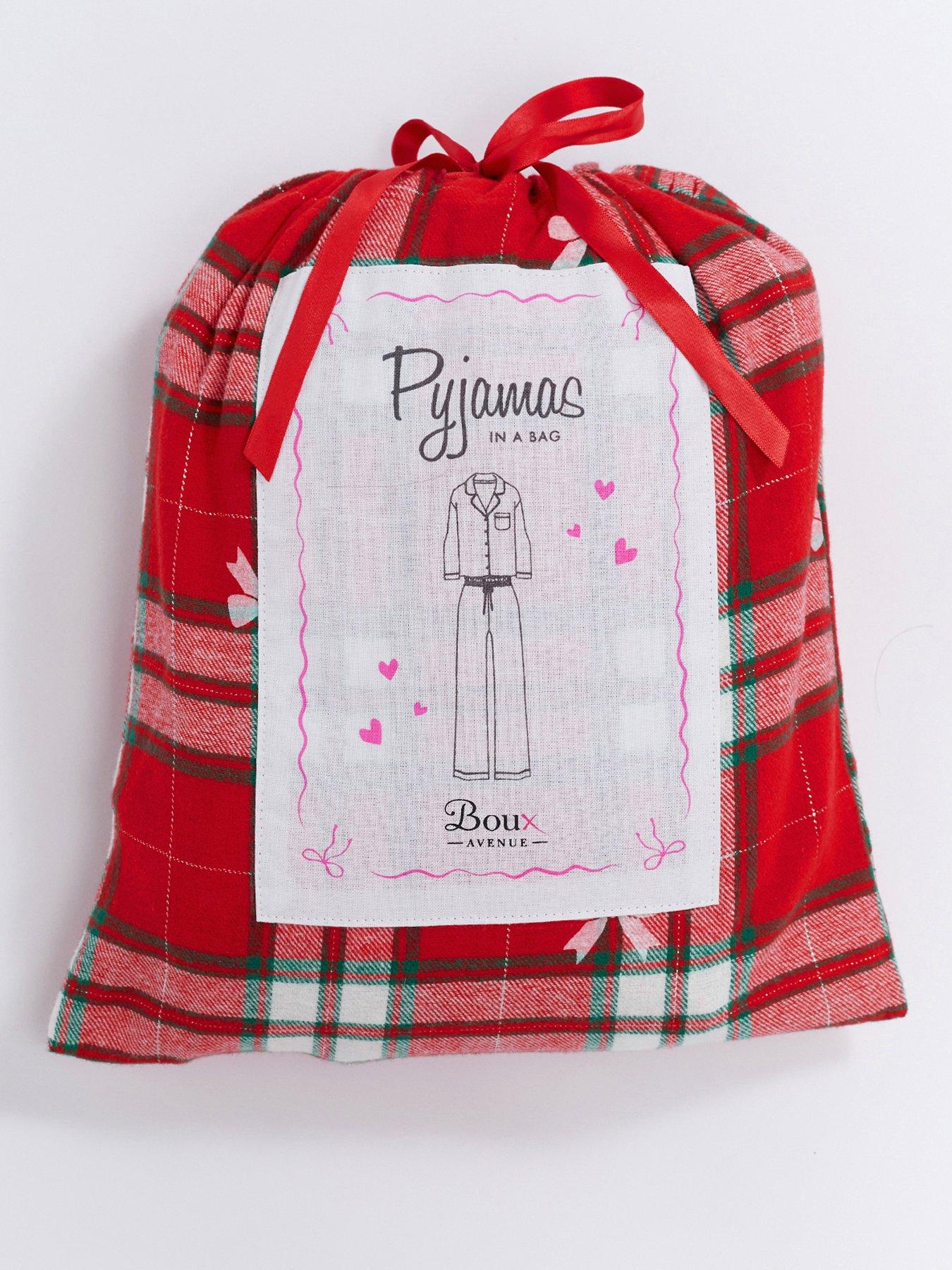 Image 5 of 5 of Boux Avenue Bow Check Cotton Pj In A Bag - Red