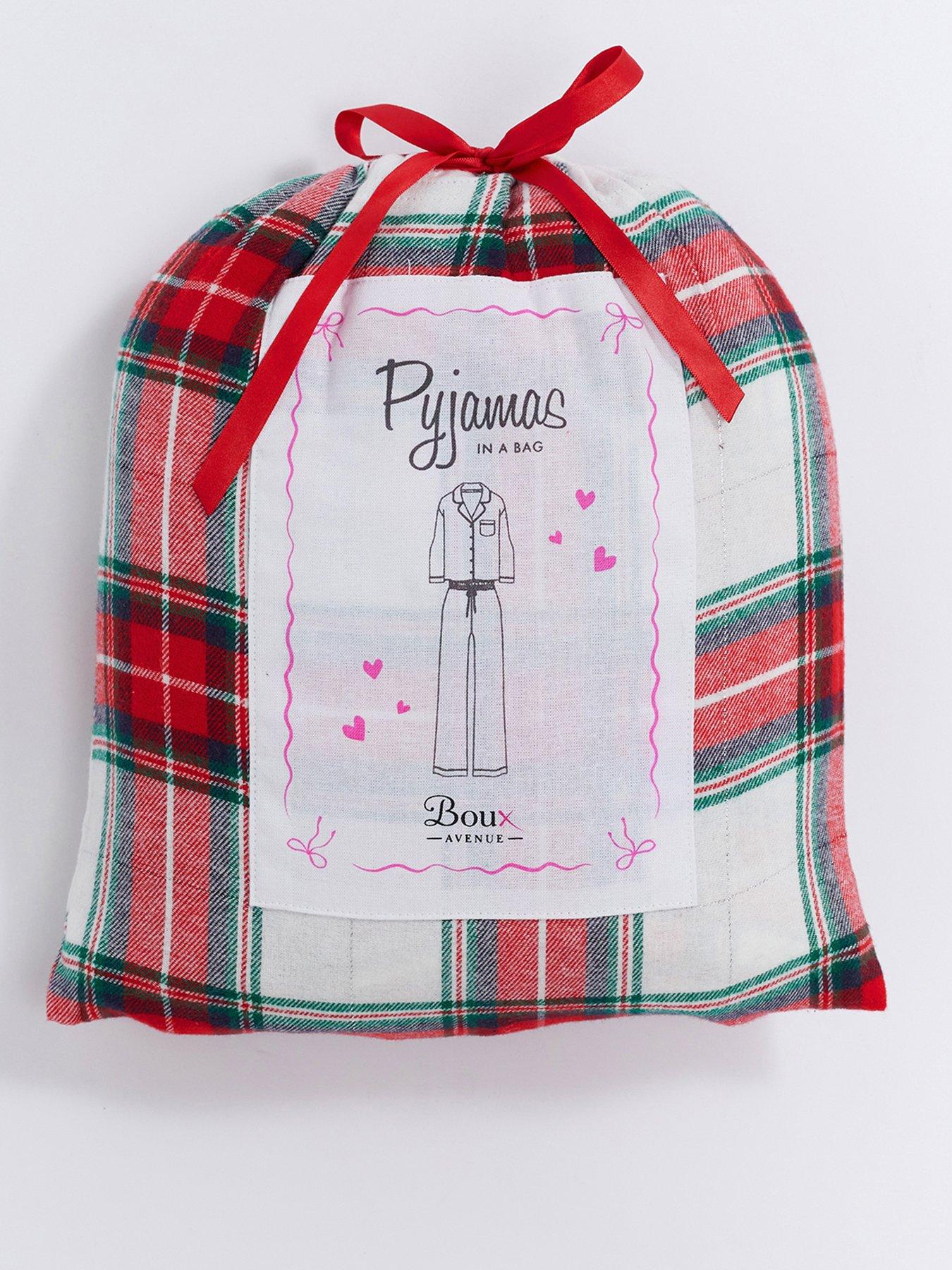 Image 6 of 6 of Boux Avenue Ivory Check Cotton Pyjama In A Bag - White