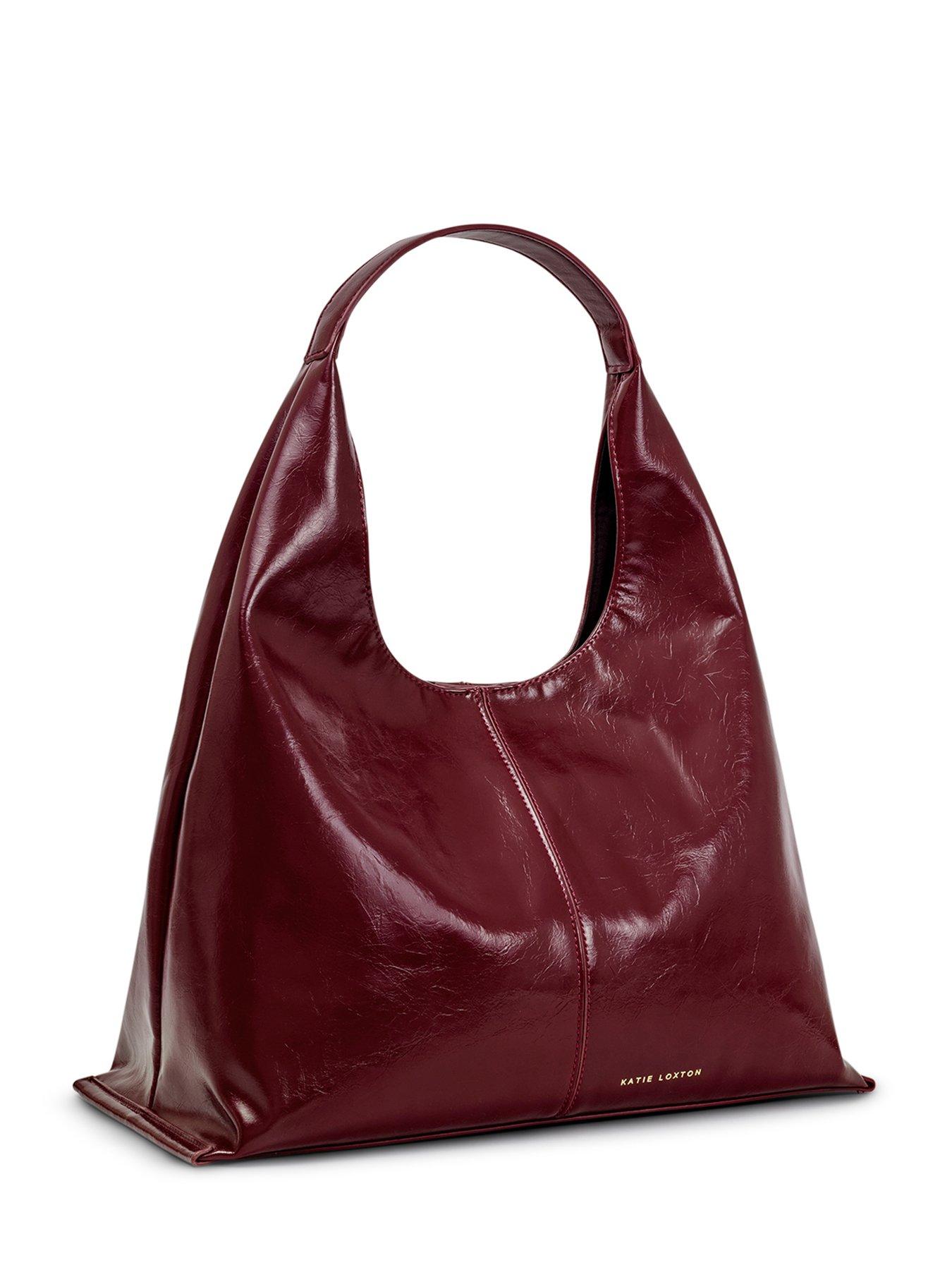 Image 2 of 5 of Katie Loxton Laila Patent Crackle Slouch Shoulder Bag  -  Cherry Crackle Pu