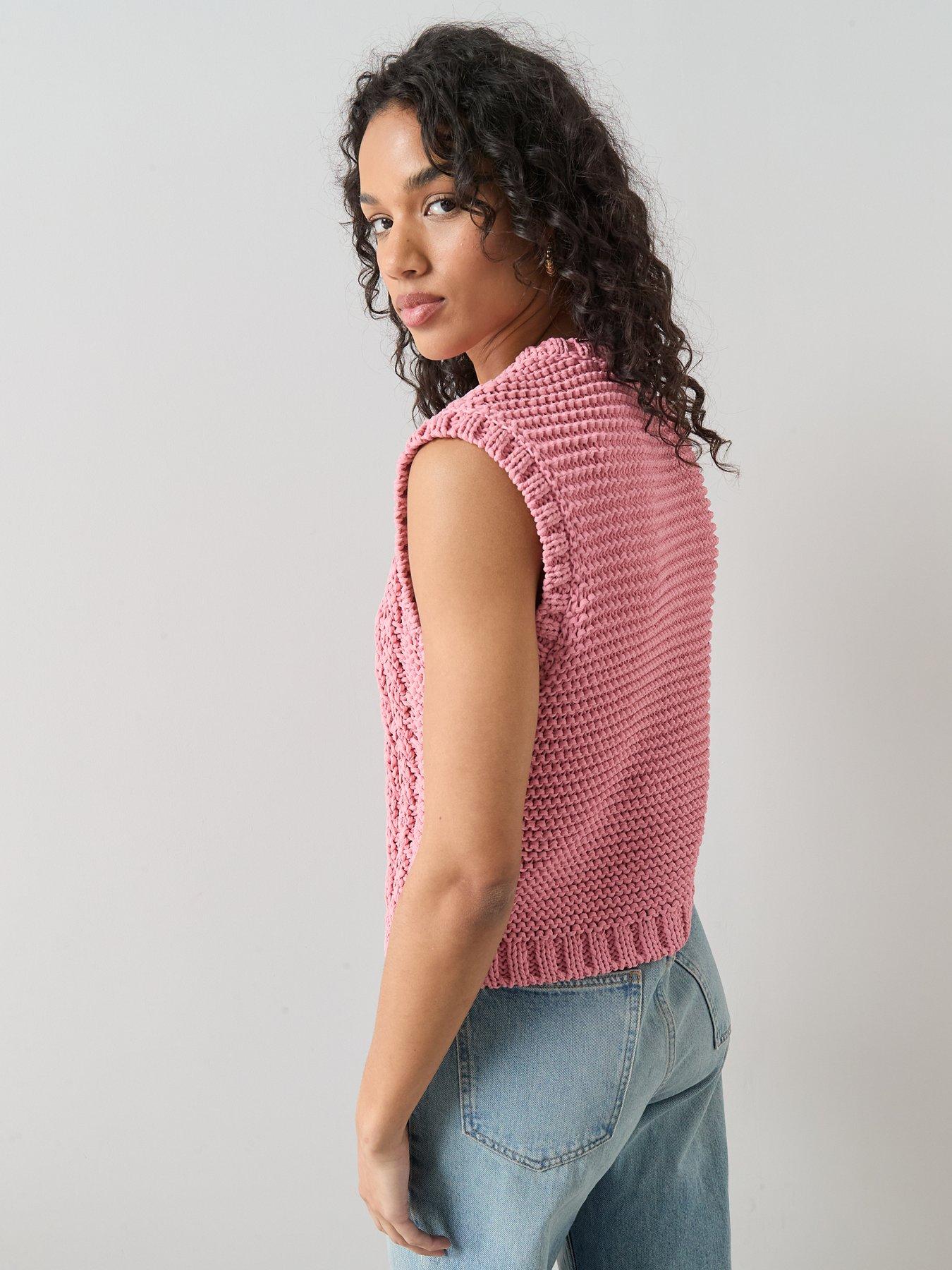 Image 2 of 6 of The Very Collection Cable Knitted Vest - Pink