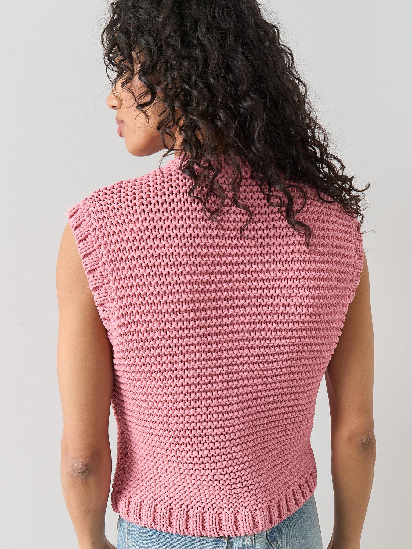 Image 5 of 6 of The Very Collection Cable Knitted Vest - Pink