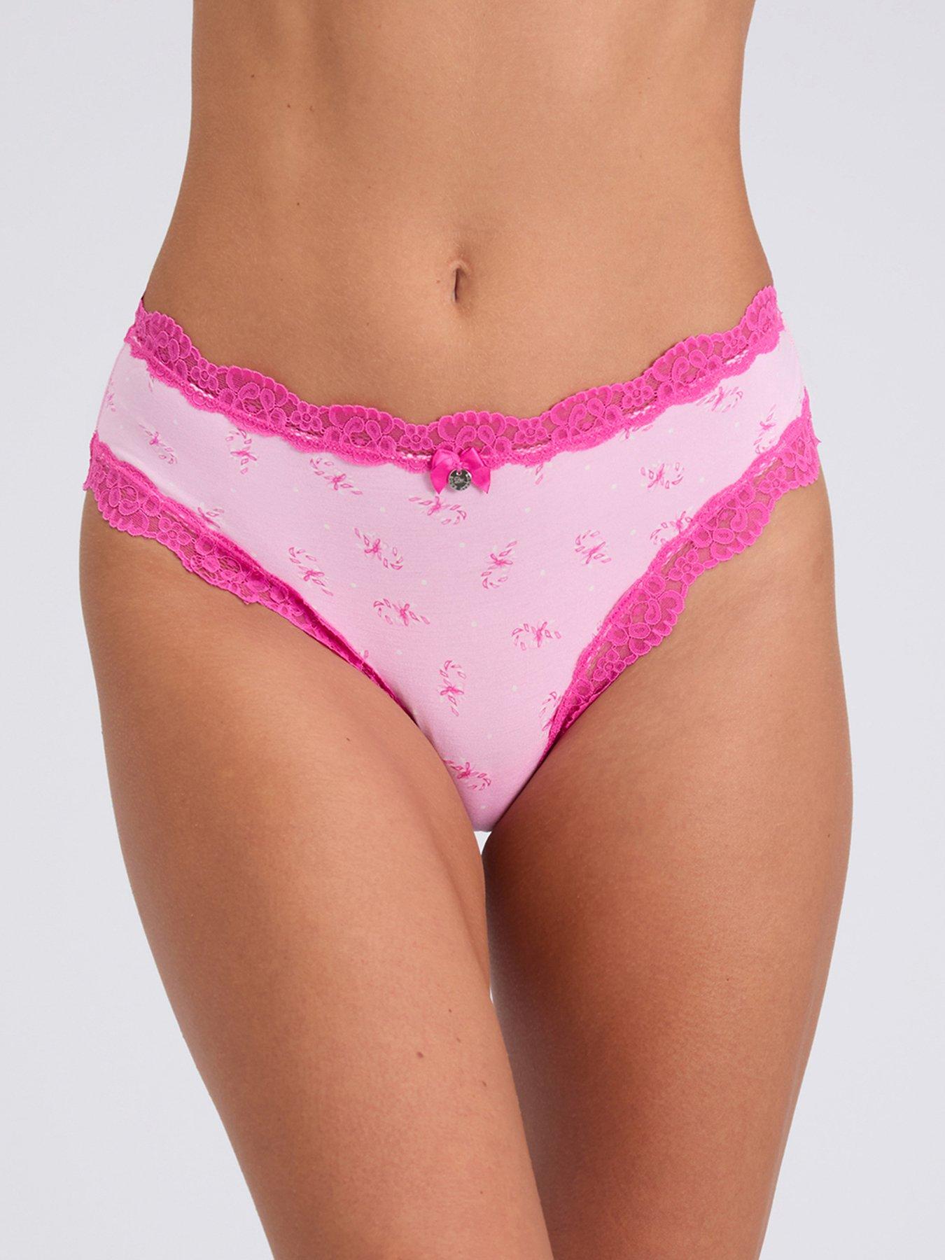  image of boux-avenue-pack-of-3-tatiana-heart-amp-dog-print-brazilians-pink-amp-ivory-mix