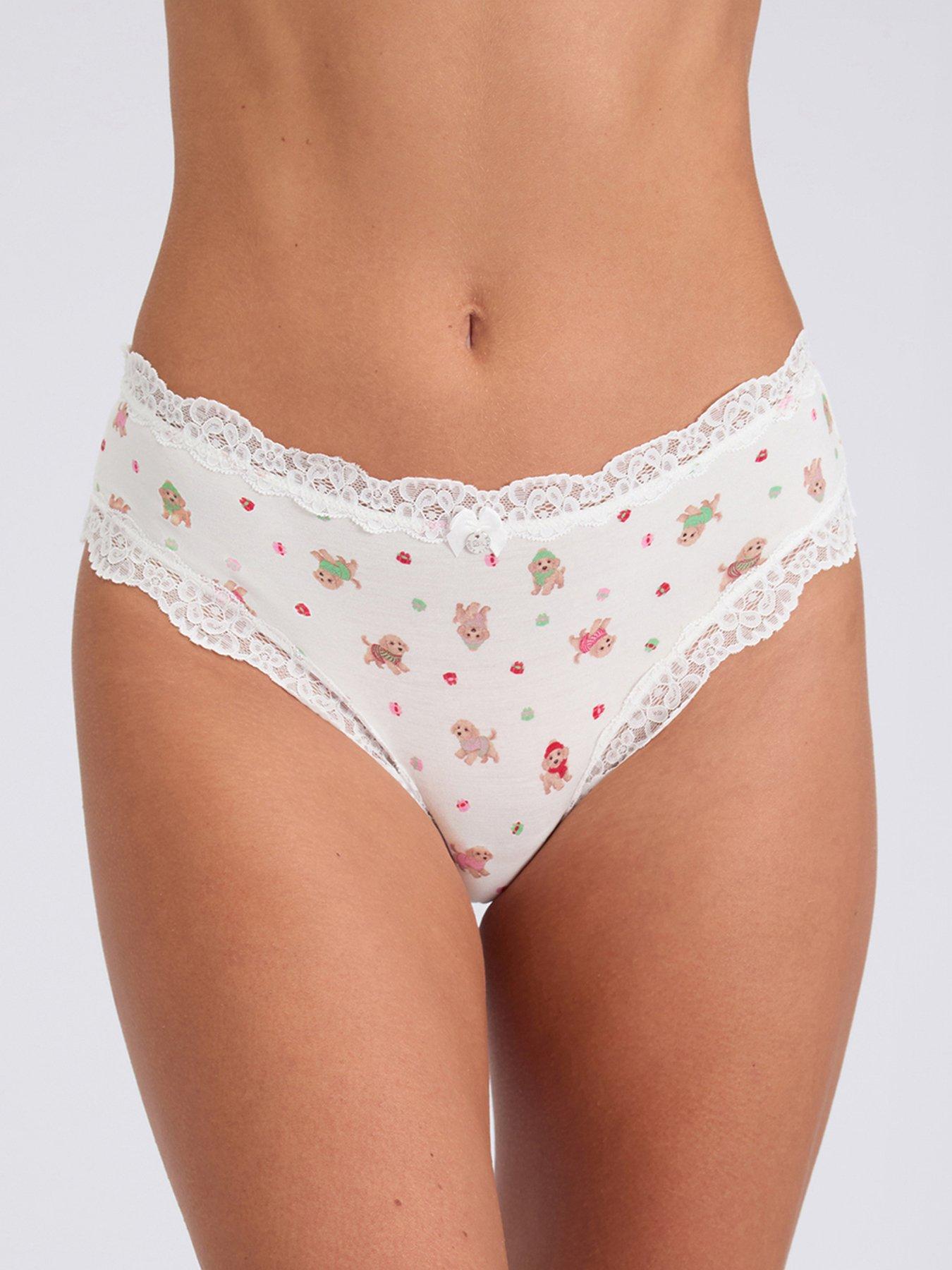  image of boux-avenue-pack-of-3-tatiana-heart-amp-dog-print-brazilians-pink-amp-ivory-mix