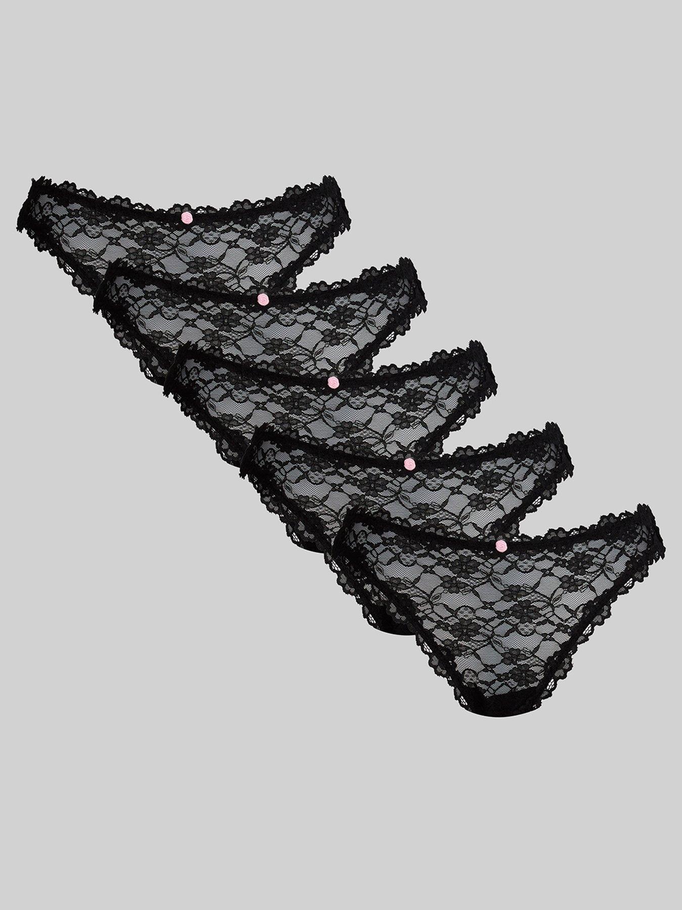 Boux Avenue Allie All Over Lace Pack Of 5 Thongs - Black