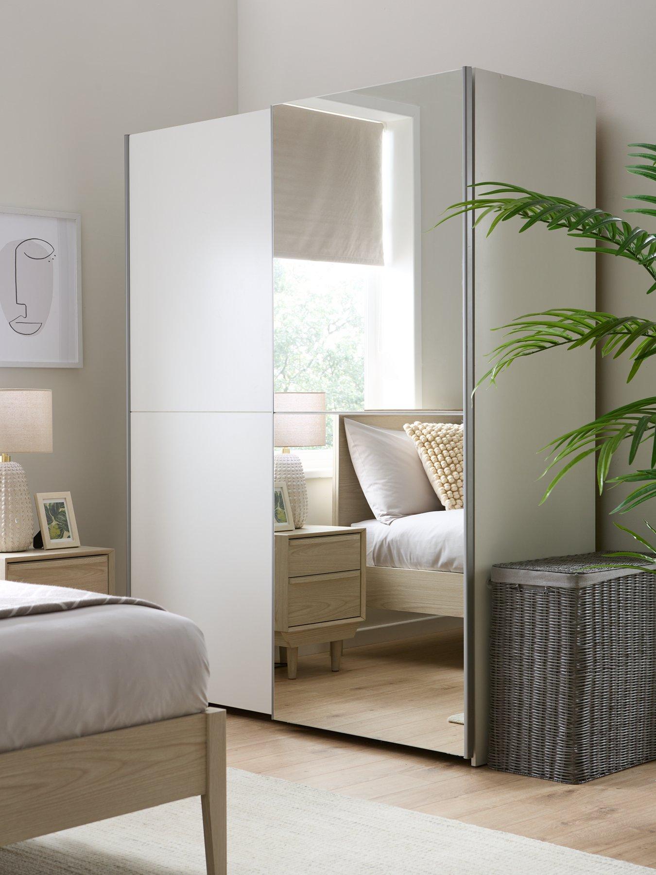 Very Home Houston 150 cm 2 Sliding Door Mirrored Wardrobe - White