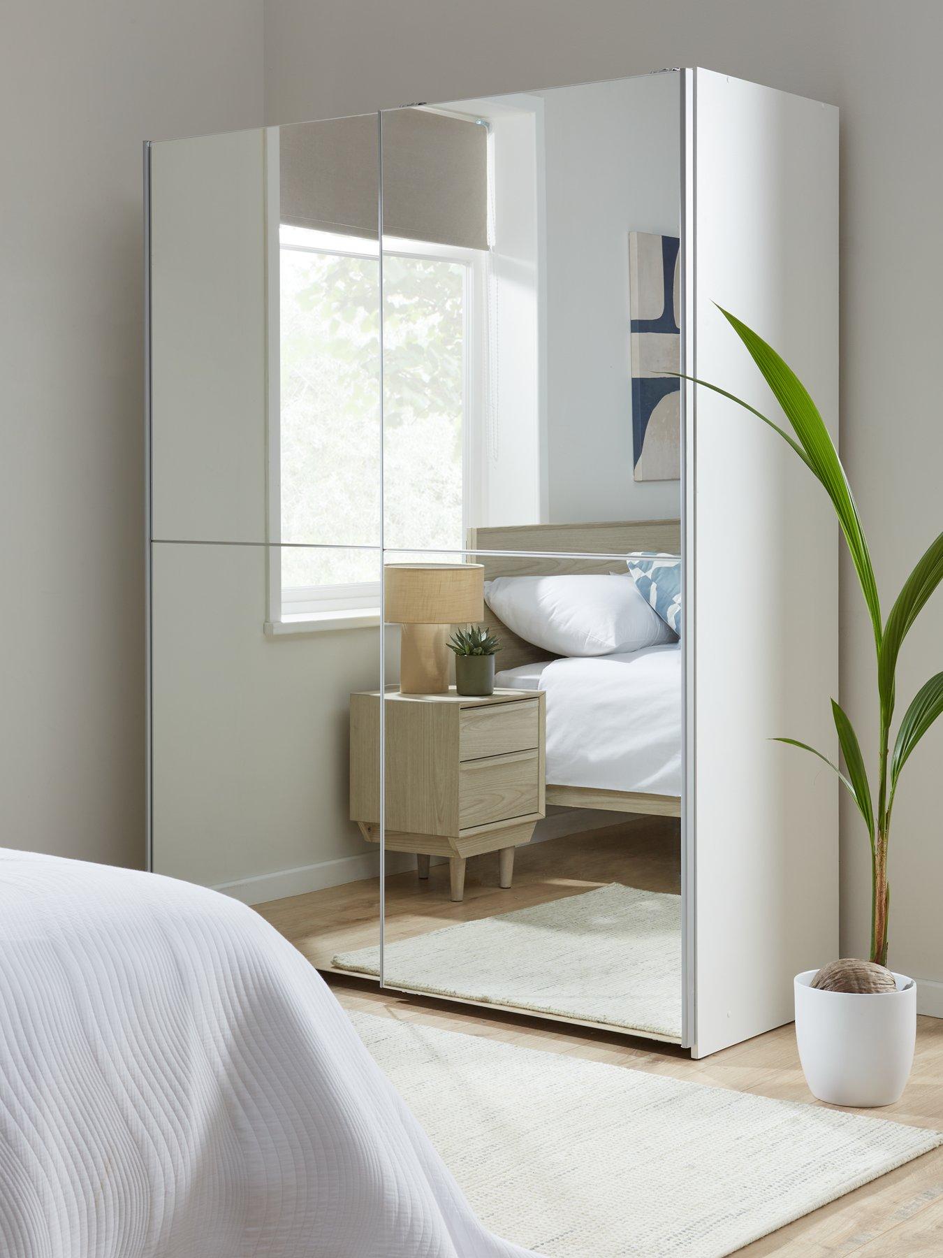 The Very Collection Houston 150 cm Sliding 2 Door Mirrored Wardrobe - White