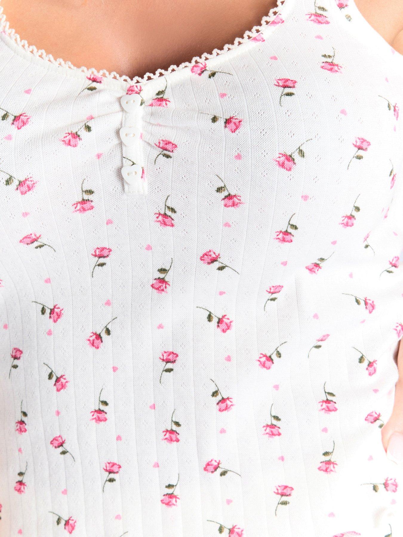 Image 5 of 5 of Boux Avenue Rosebud Pointelle Vest &amp; Short Set - Ivory Mix