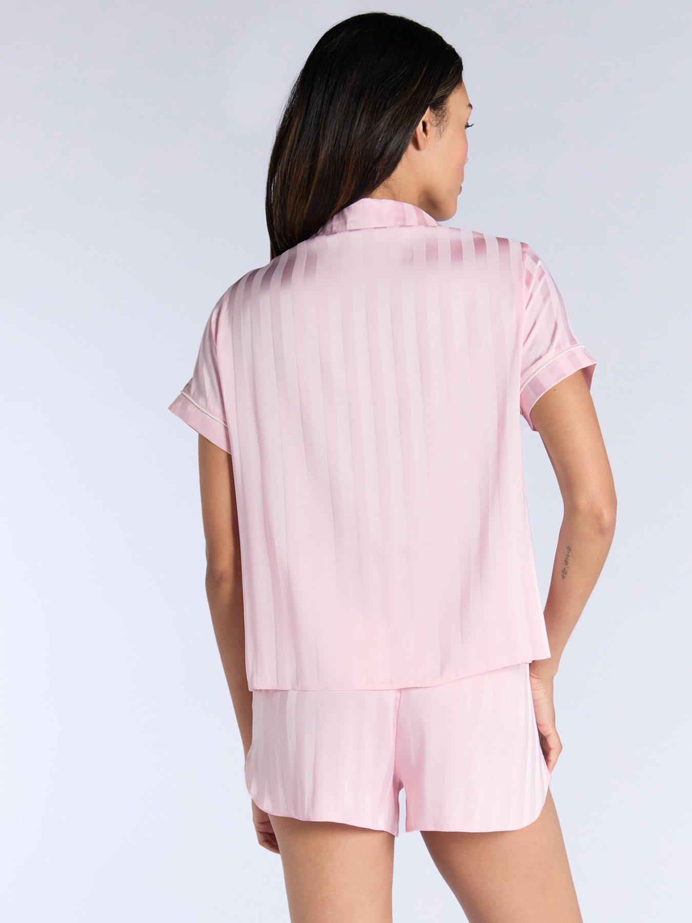 Image 2 of 5 of Boux Avenue Stripe Jacquard Ss Revere Set - Light Pink