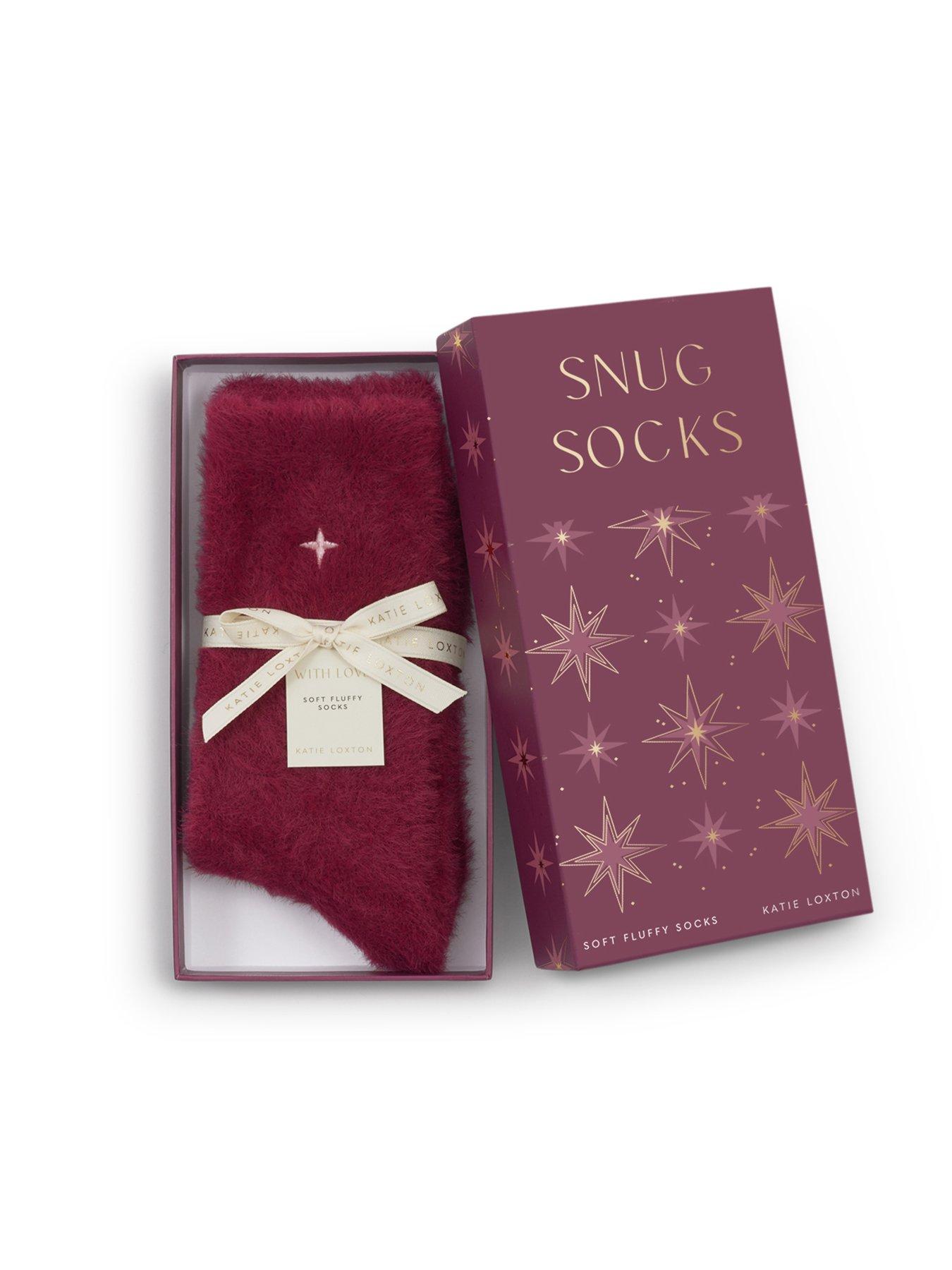  image of katie-loxton-gift-boxed-fluffy-socks-star-red