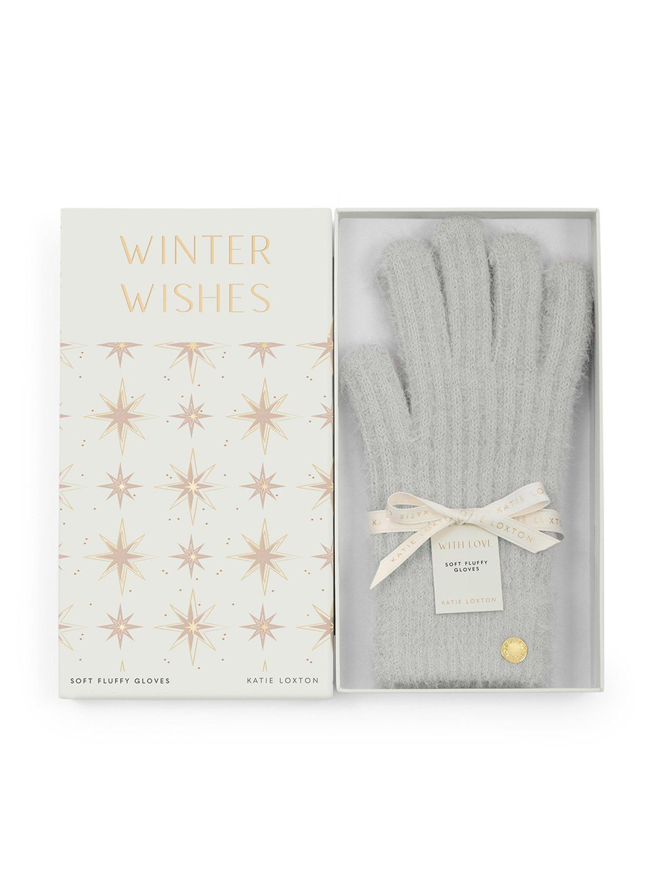 Katie Loxton Gift Boxed Soft Knit Gloves  -  Pastel Grey