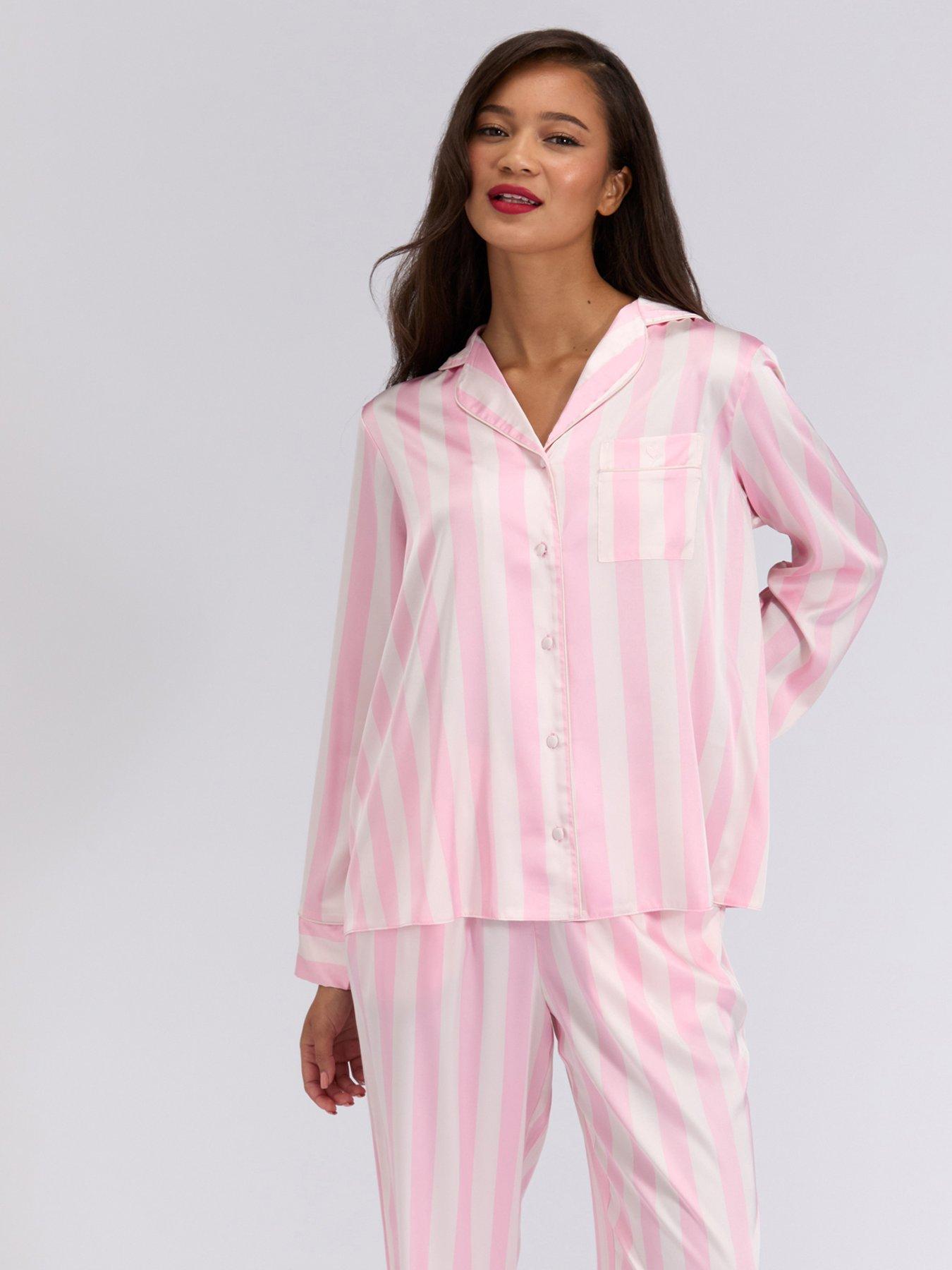 Boux Avenue Oversized Satin Revere  &  Pant Set - Light Pink