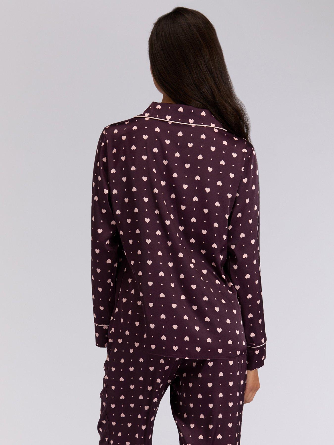  image of boux-avenue-satin-heart-revere-top-amp-pant-set-purple