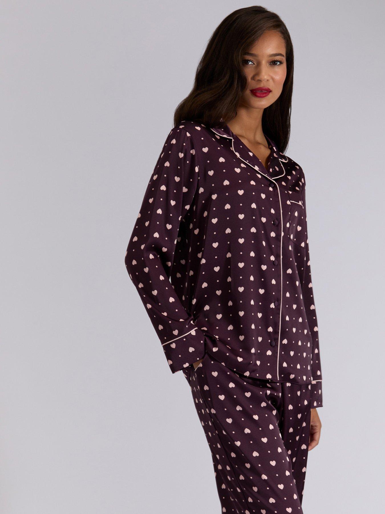  image of boux-avenue-satin-heart-revere-top-amp-pant-set-purple