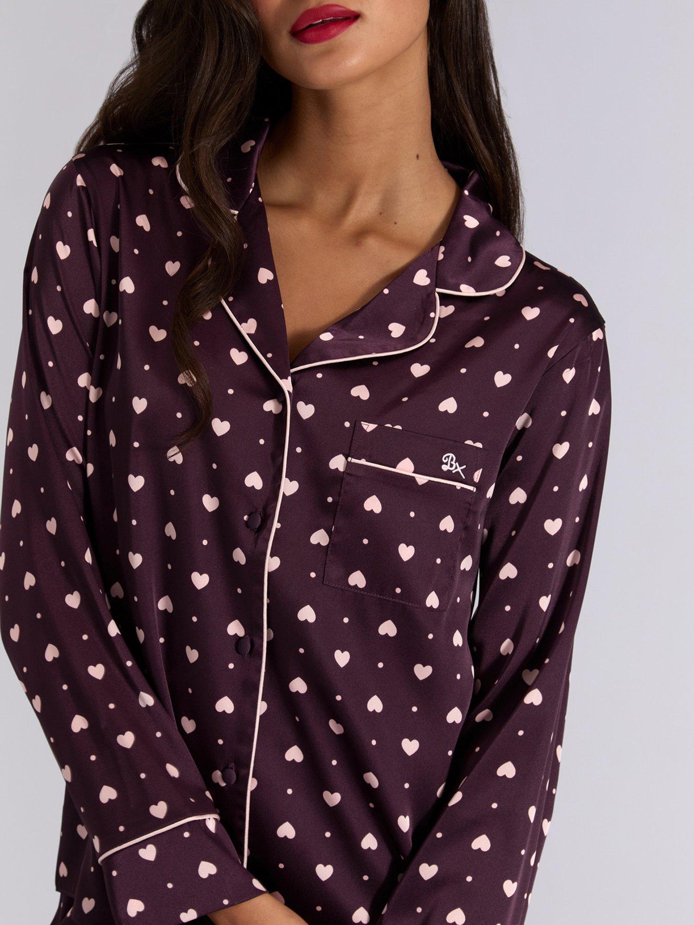  image of boux-avenue-satin-heart-revere-top-amp-pant-set-purple