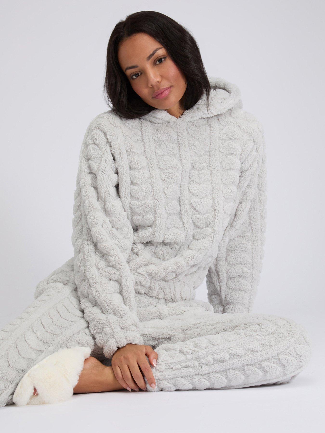  image of boux-avenue-fluffy-heart-lounge-set-grey