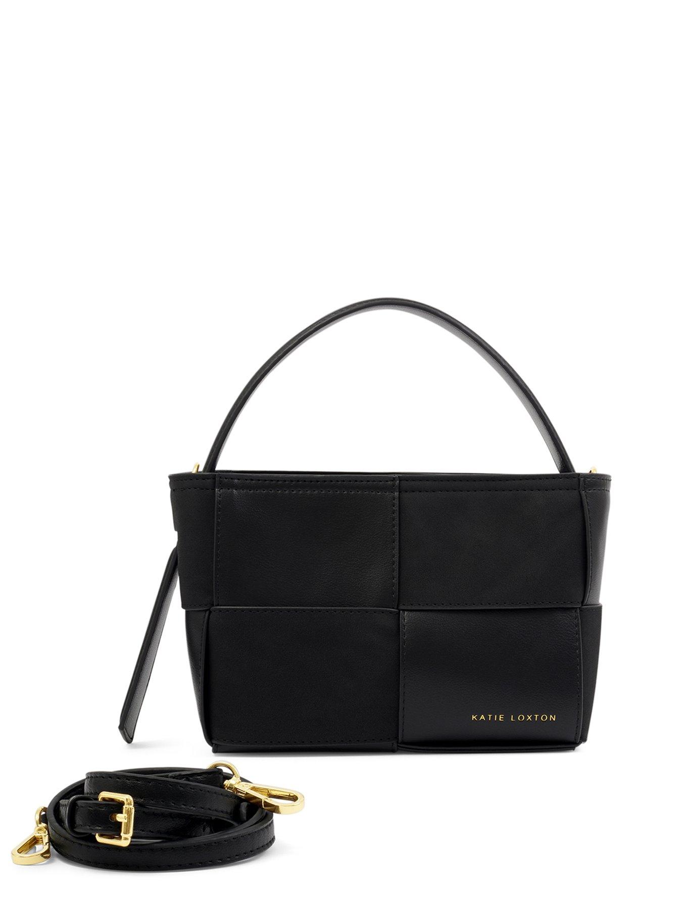 Image 2 of 5 of Katie Loxton Taya Woven Faux Suede Top Handle Bag  -  Black