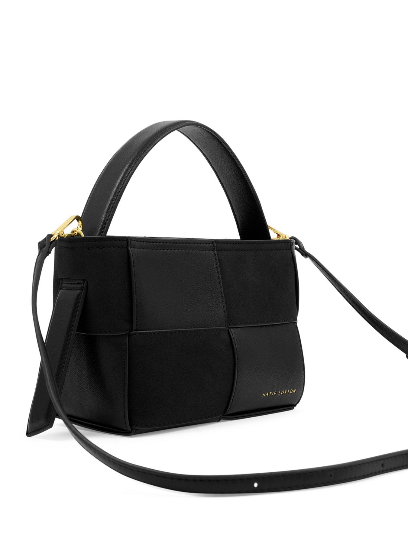 Image 3 of 5 of Katie Loxton Taya Woven Faux Suede Top Handle Bag  -  Black