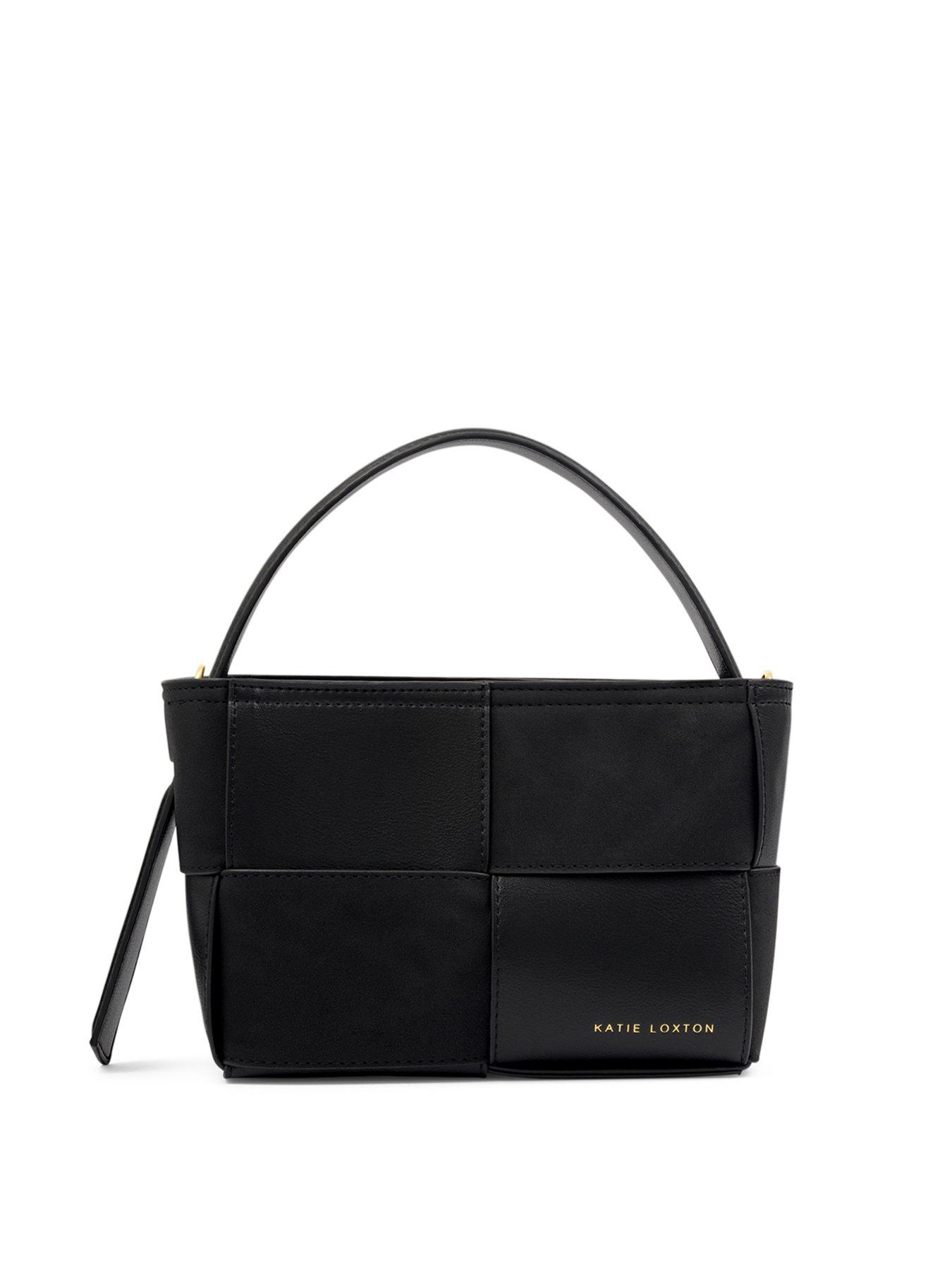 Image 4 of 5 of Katie Loxton Taya Woven Faux Suede Top Handle Bag  -  Black