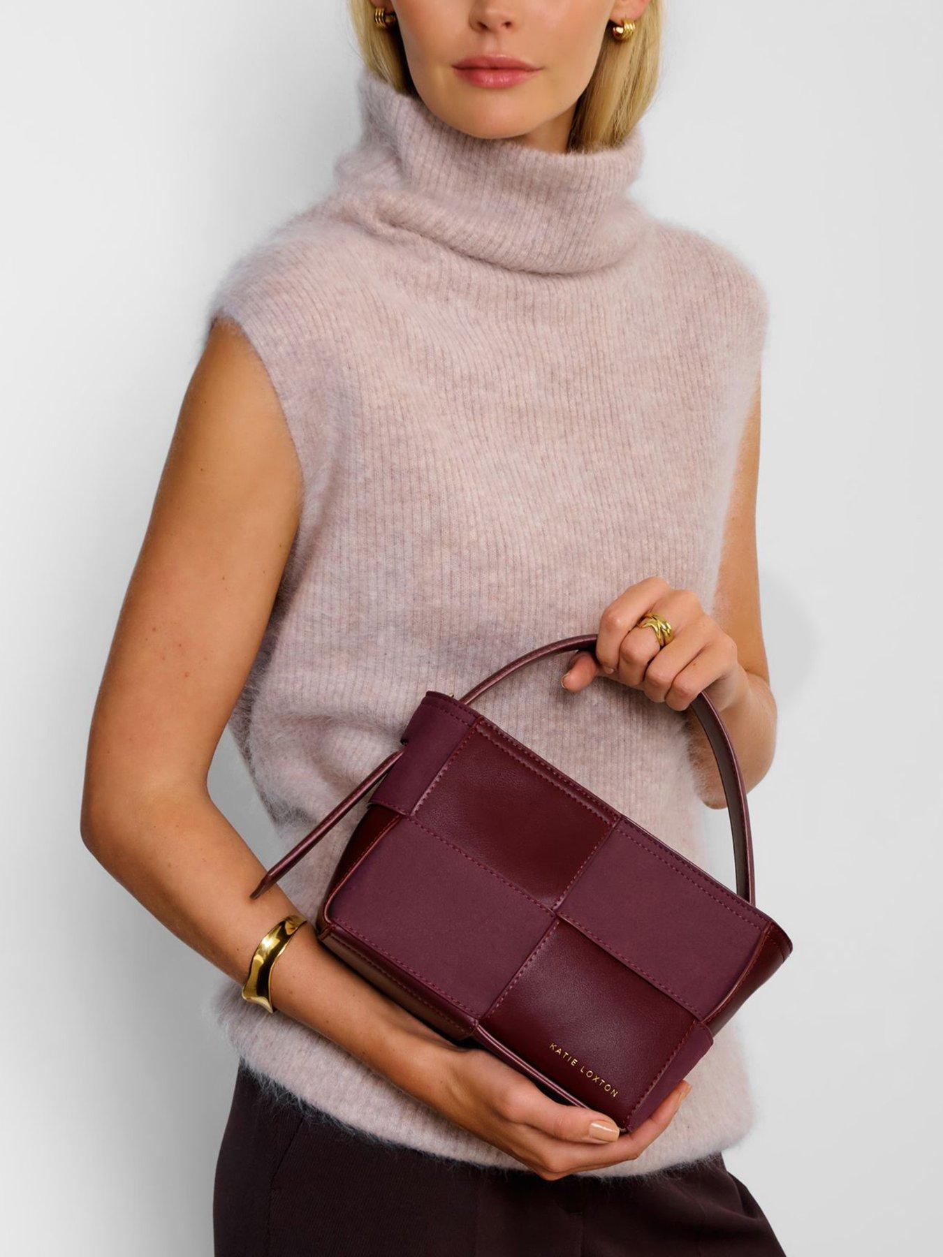 undefined Taya Woven Faux Suede Top Handle Bag -  Cherry