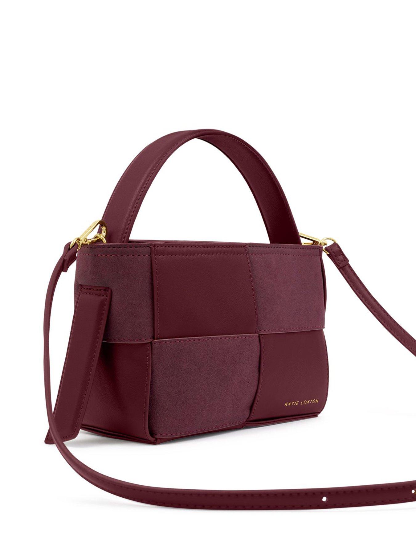 Image 2 of 5 of Katie Loxton Taya Woven Faux Suede Top Handle Bag -  Cherry
