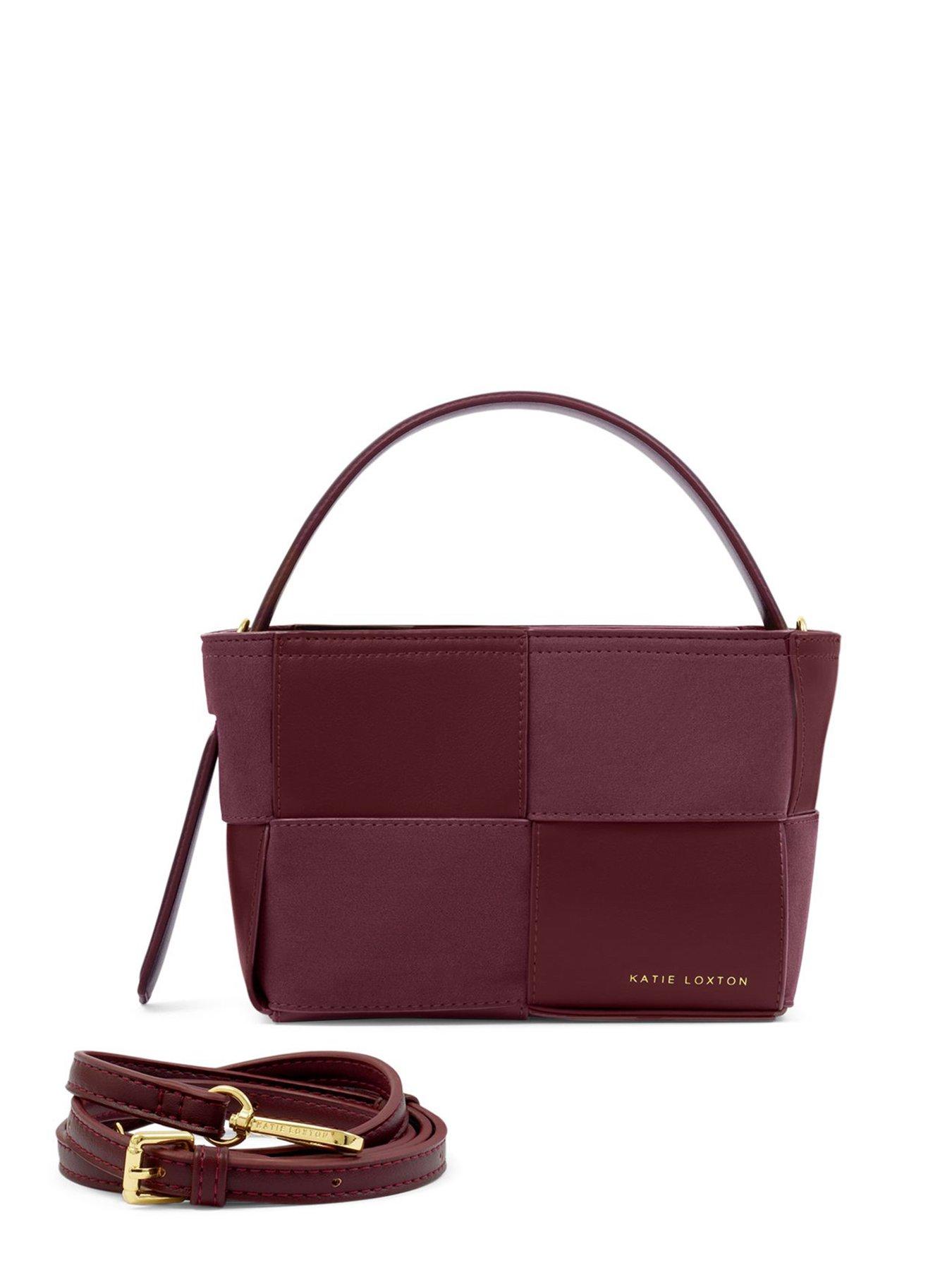 Image 4 of 5 of Katie Loxton Taya Woven Faux Suede Top Handle Bag -  Cherry